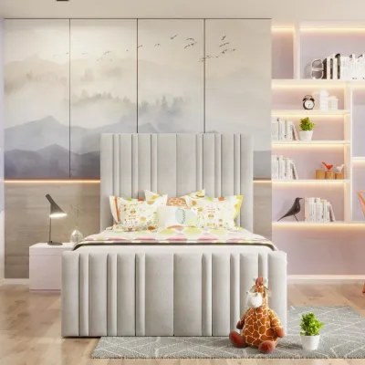Sophialla Kids Bed W 90 x L 200-Velvet White with 1-Year Warranty