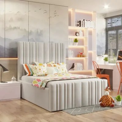 Sophialla Kids Bed W 90 x L 200-Velvet White with 1-Year Warranty - Image 2