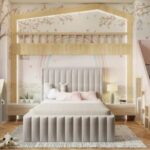 Annie Kids Bed W 120 x L 190-Velvet White with 1-Year Warranty
