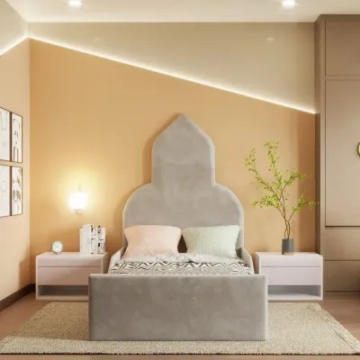 Castle Kids Bed W 120 x L 190-Velvet Ivory with 1-Year Warranty