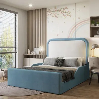 Bambino Kids Bed W 140 x L 190-Velvet Blue with 1-Year Warranty - Image 2