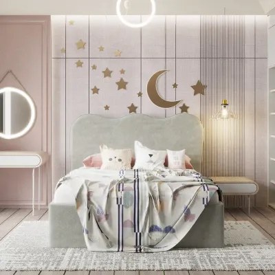 Fairyland Kids Bed W 135 x L 200-Velvet Ivory with 1-Year Warranty