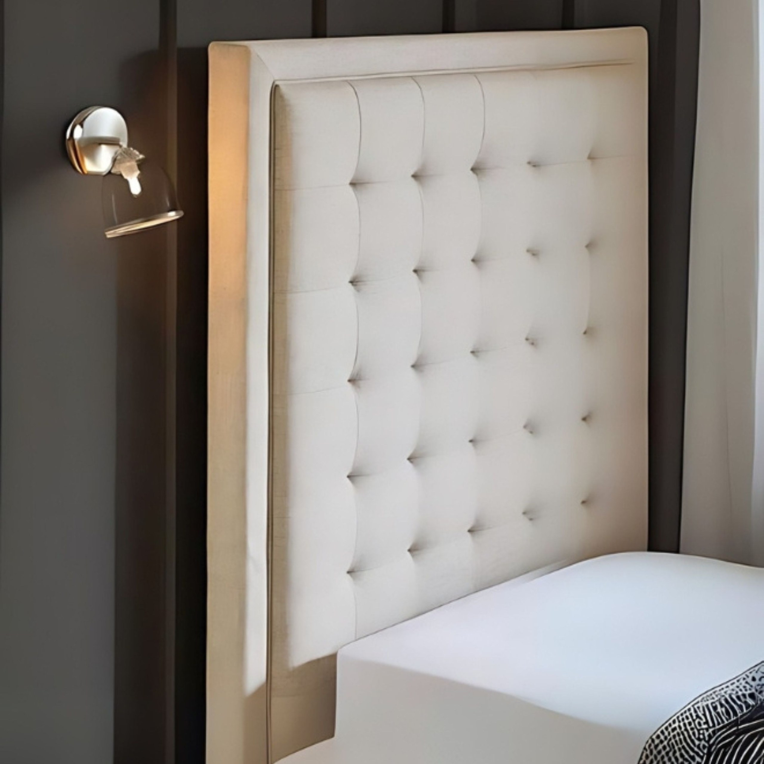 Cozy Charm Tufted Upholstered King Size Bed (180 X 190 CM) Beige Color - Image 2