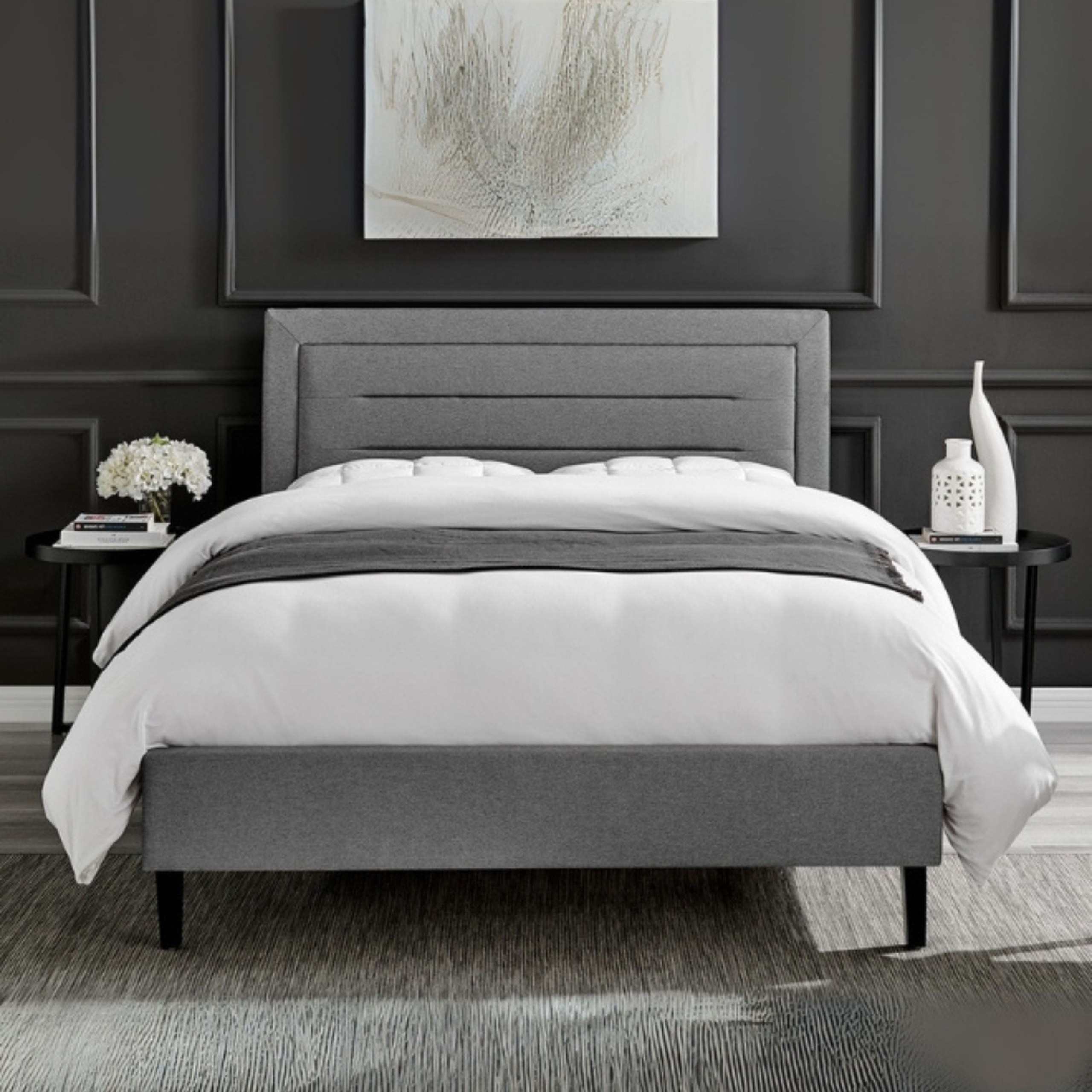 Cozy Retreat Upholstered King Size Bed (180 X 200 CM) Grey Color - Image 2