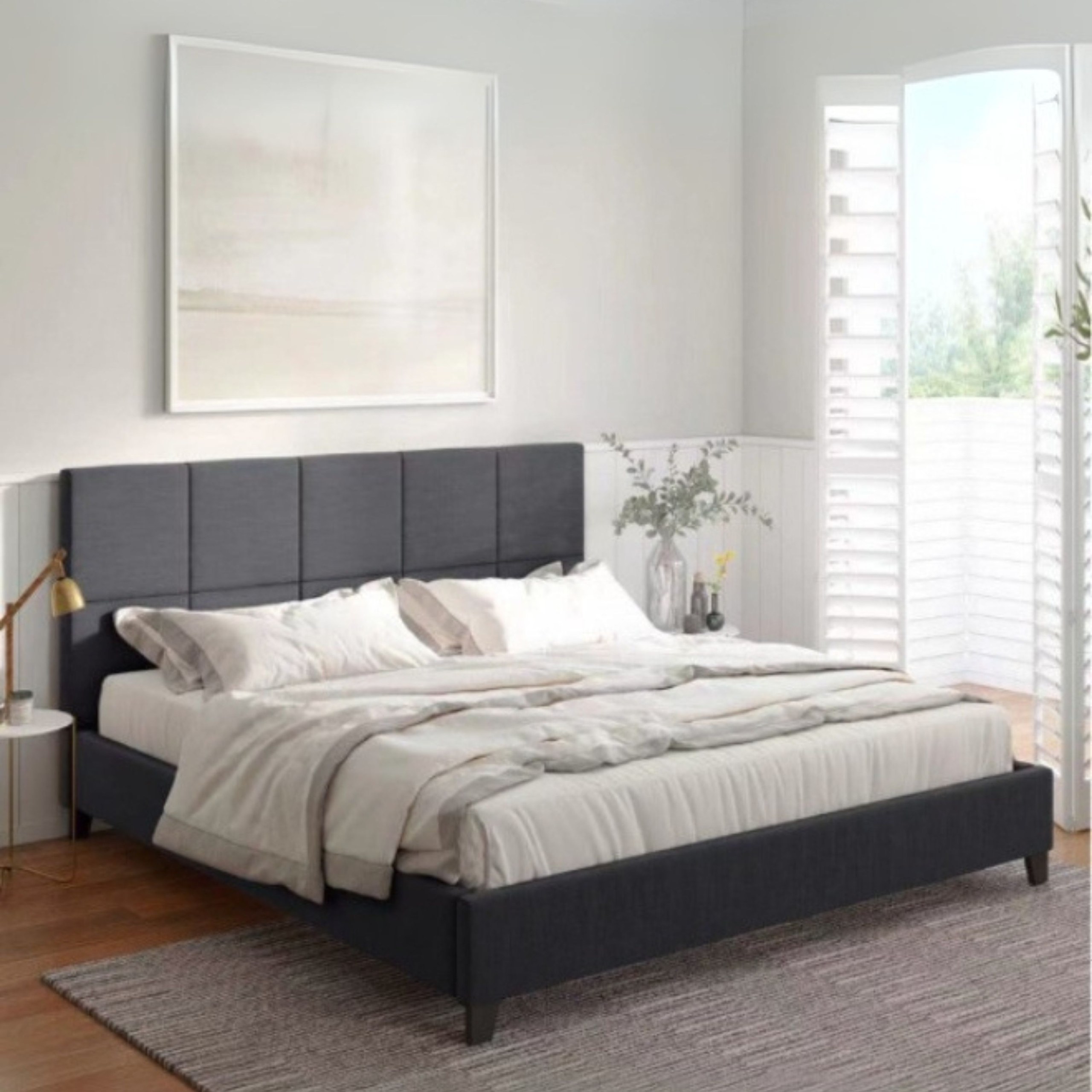 Deluxe Upholstered Single Size Bed (100 X 190 CM) Black Color
