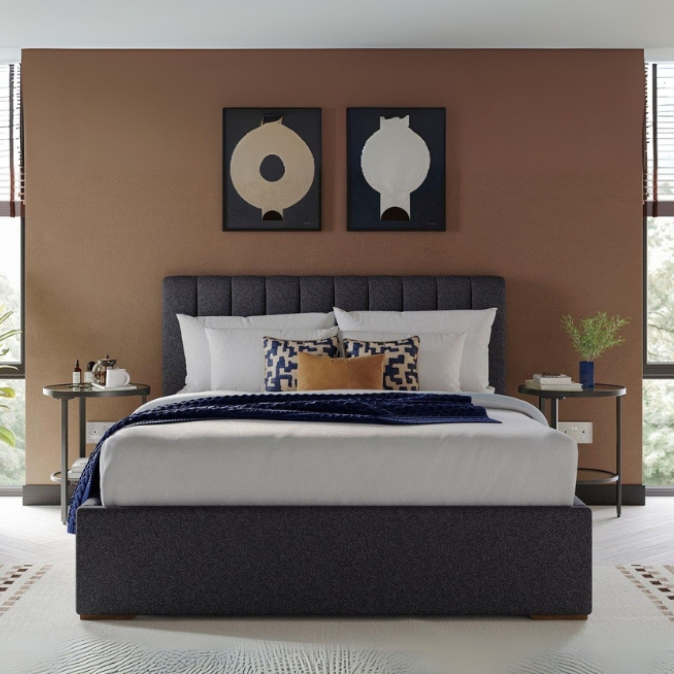 Dreamy Nest Upholstered Super King Size Bed (200 X 200 CM) Grey Color - Image 2