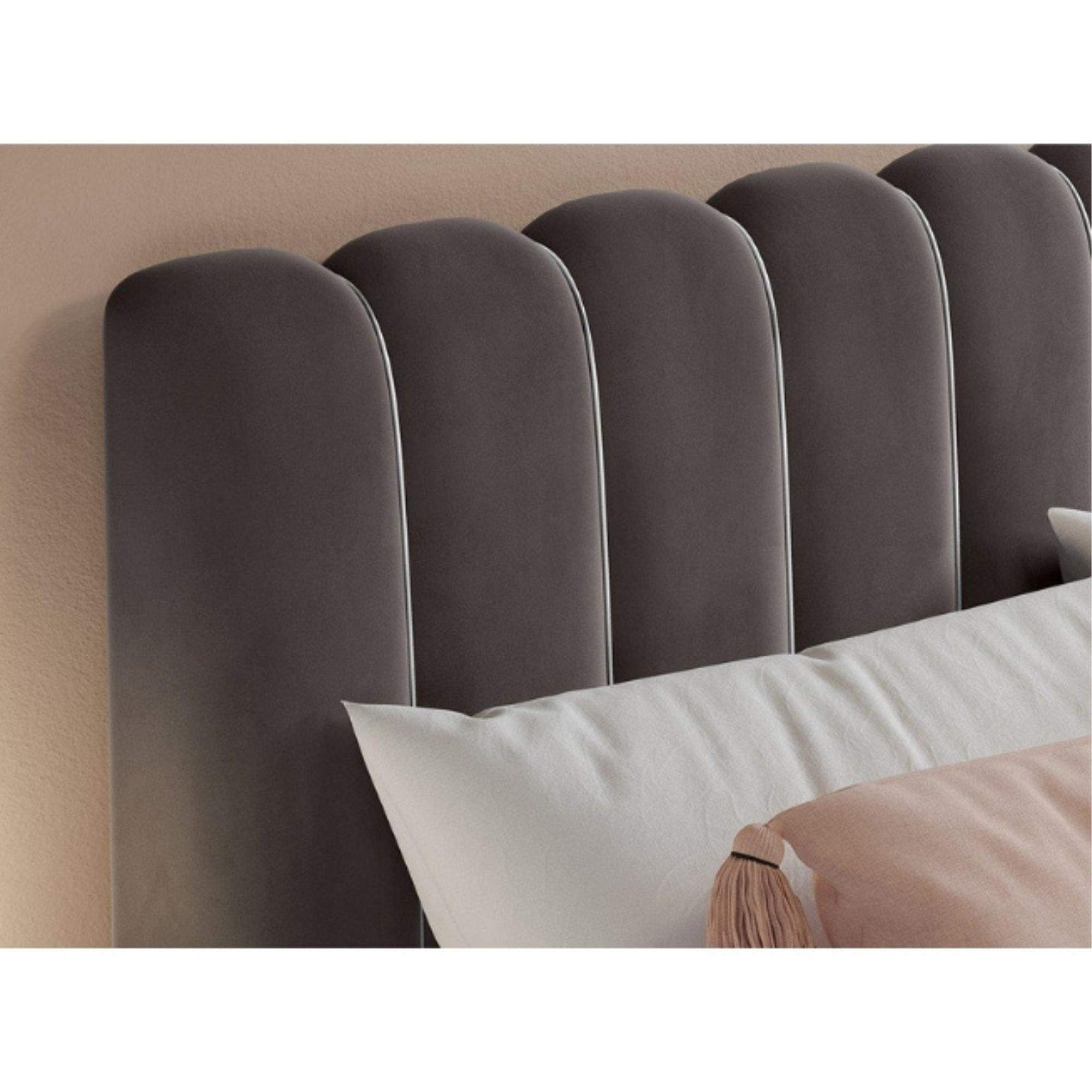 Ember Eclipse Upholstered King Size Bed (180 X 200 CM) Dark Brown Chocolate Color - Image 2