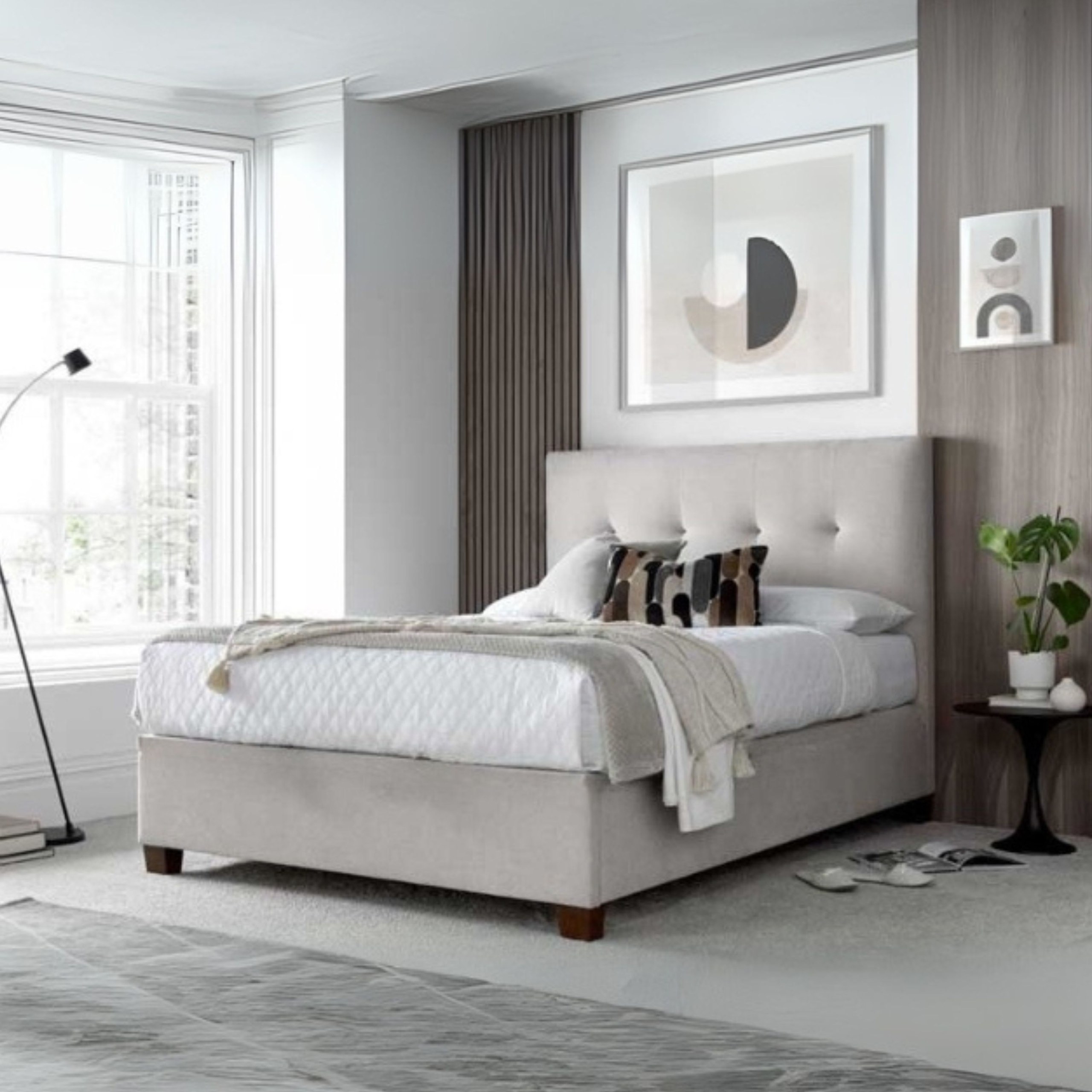 Florence Comfort Tufted Upholstered Large Twin Size Bed (140 X 200 CM) Dark Beige Color - Image 2
