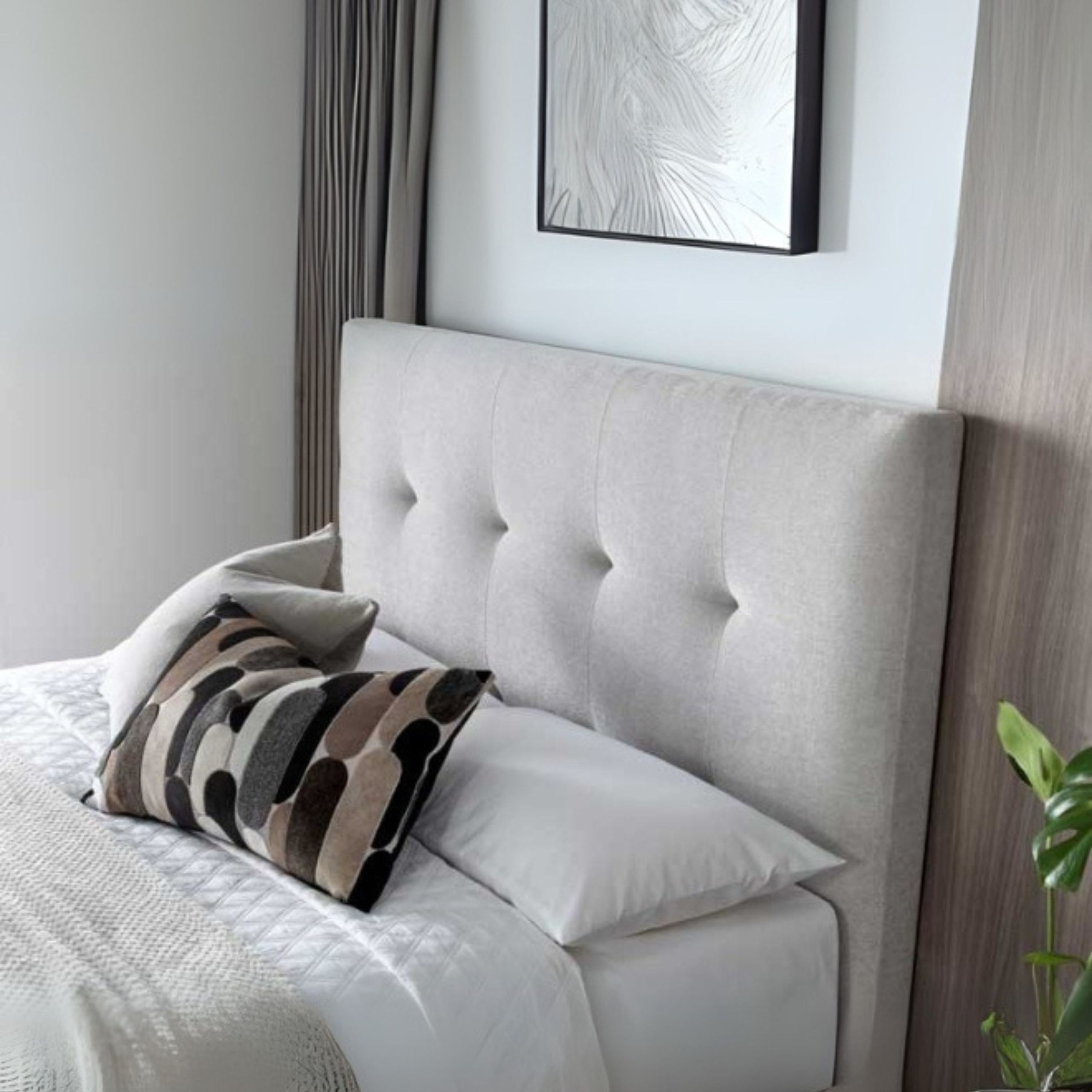 Florence Comfort Tufted Upholstered Single Size Bed (100 X 200 CM) Dark Beige Color - Image 3