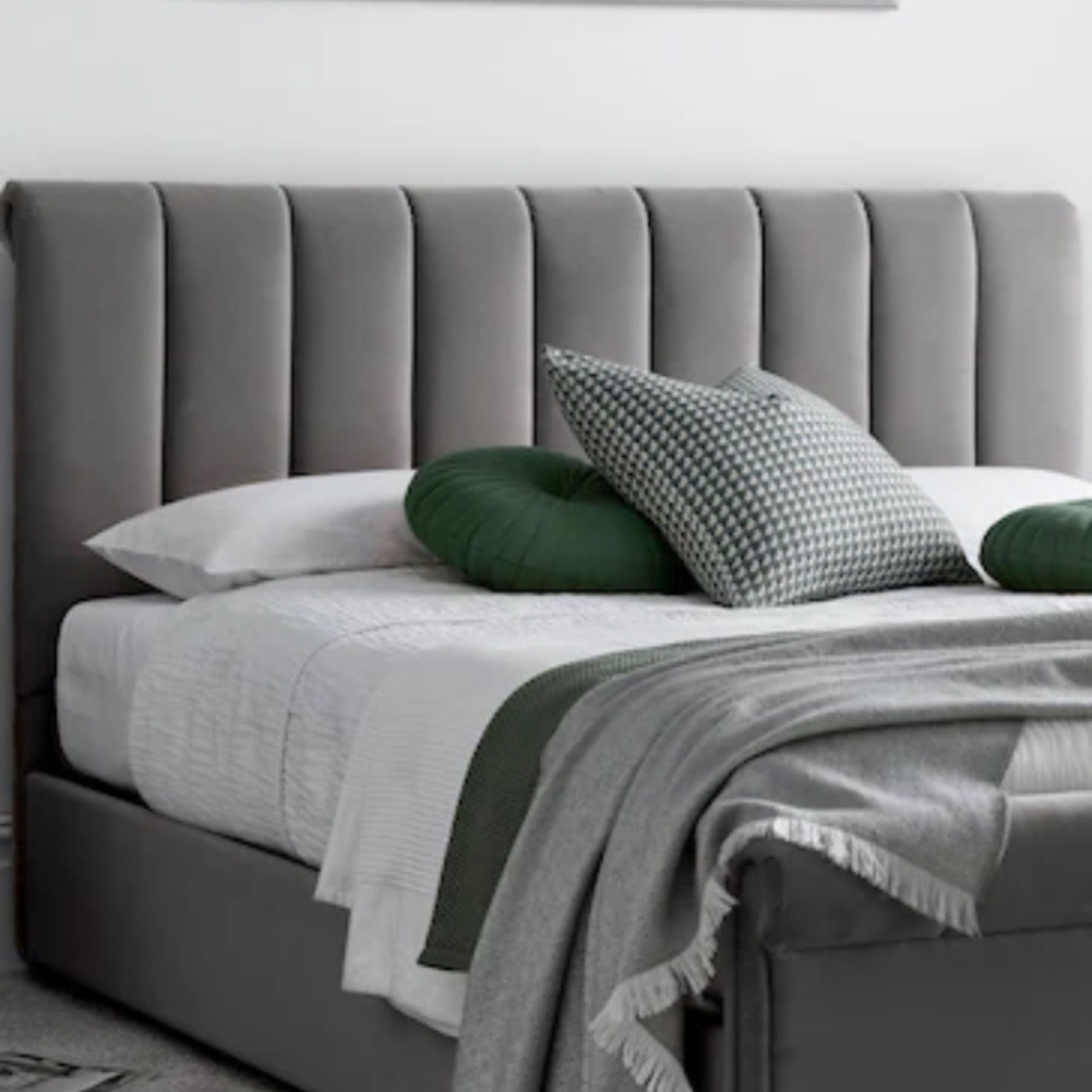 Gentle Breeze Upholstered Large Twin Size Bed (140 X 190 CM) Grey Color - Image 2