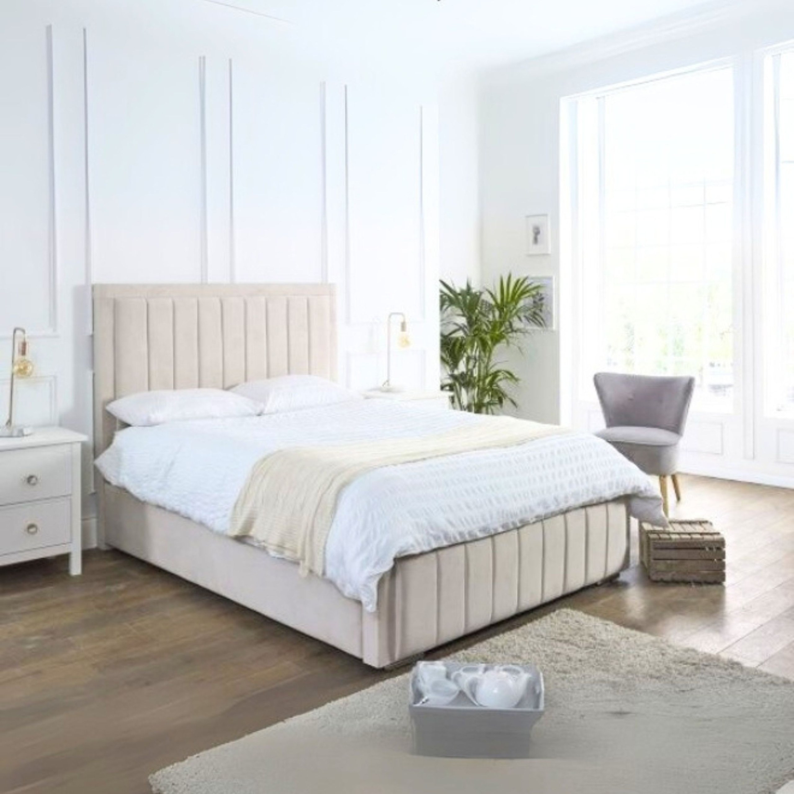 Harmony Dreams Upholstered Large Twin Size Bed (140 X 190 CM) Dark Beige Color