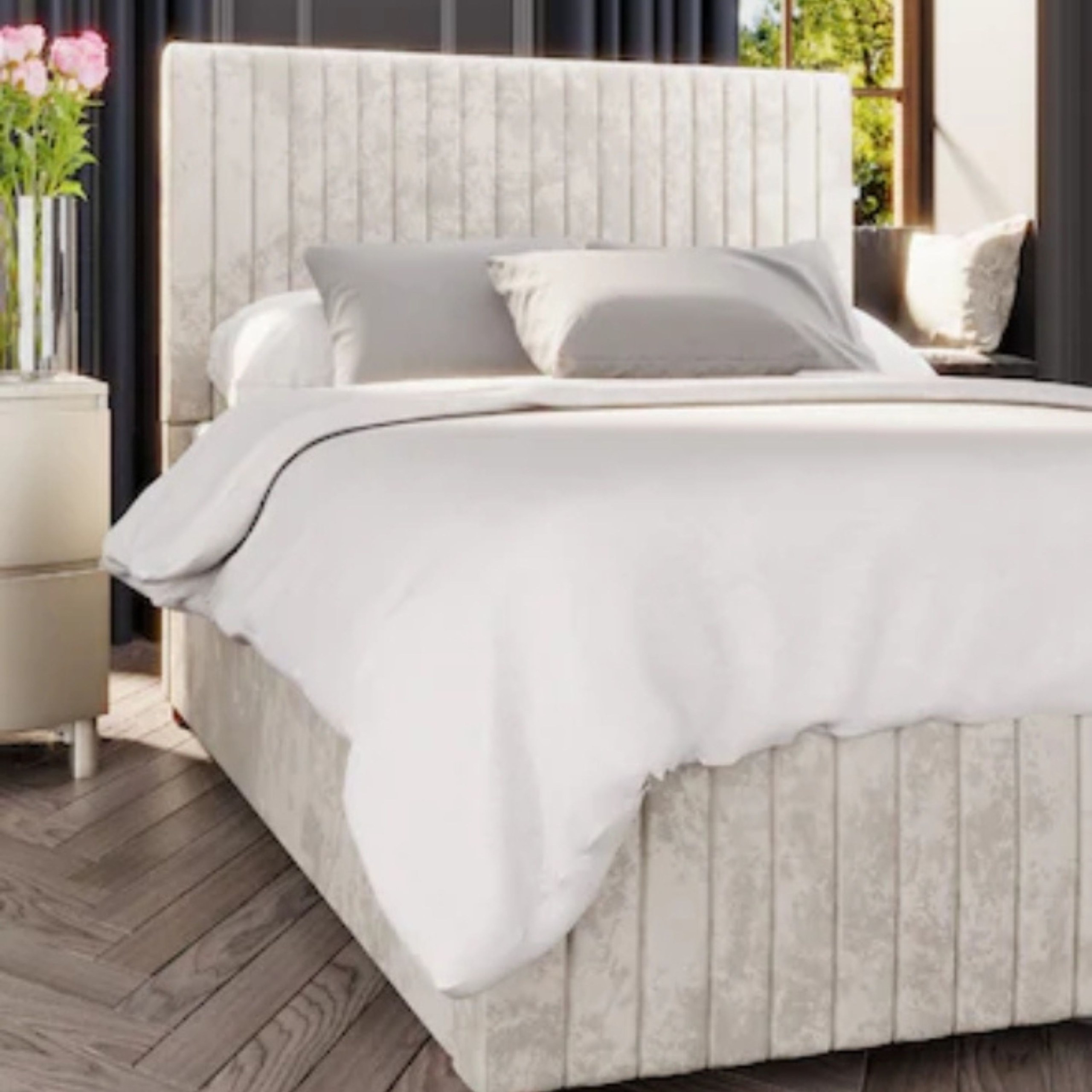 Harmony Haven Upholstered Single Size Bed (90 X 190 CM) Dark Beige Color - Image 2