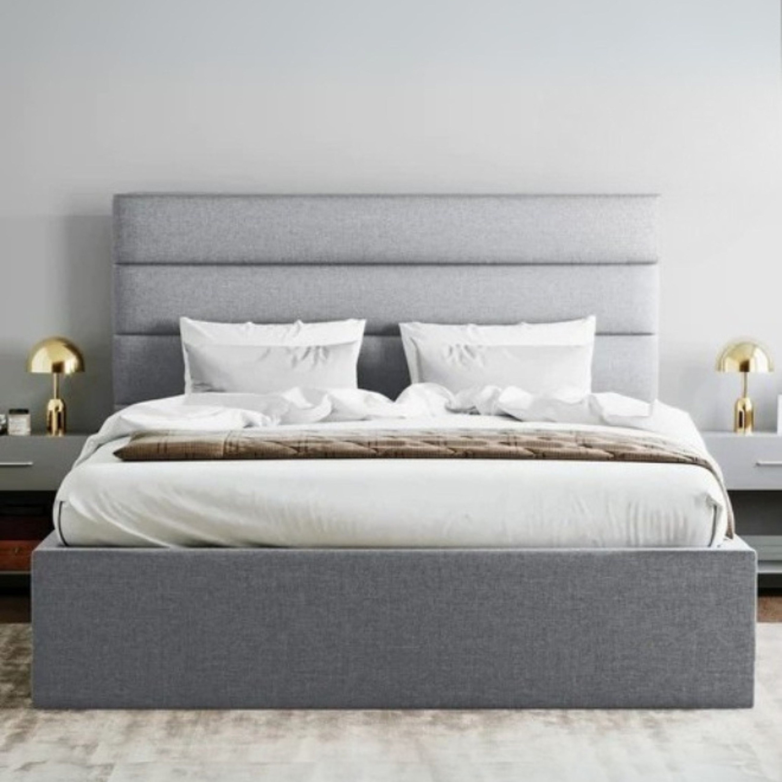 Lush Lounge Upholstered Single Size Bed (90 X 200 CM) Grey Color