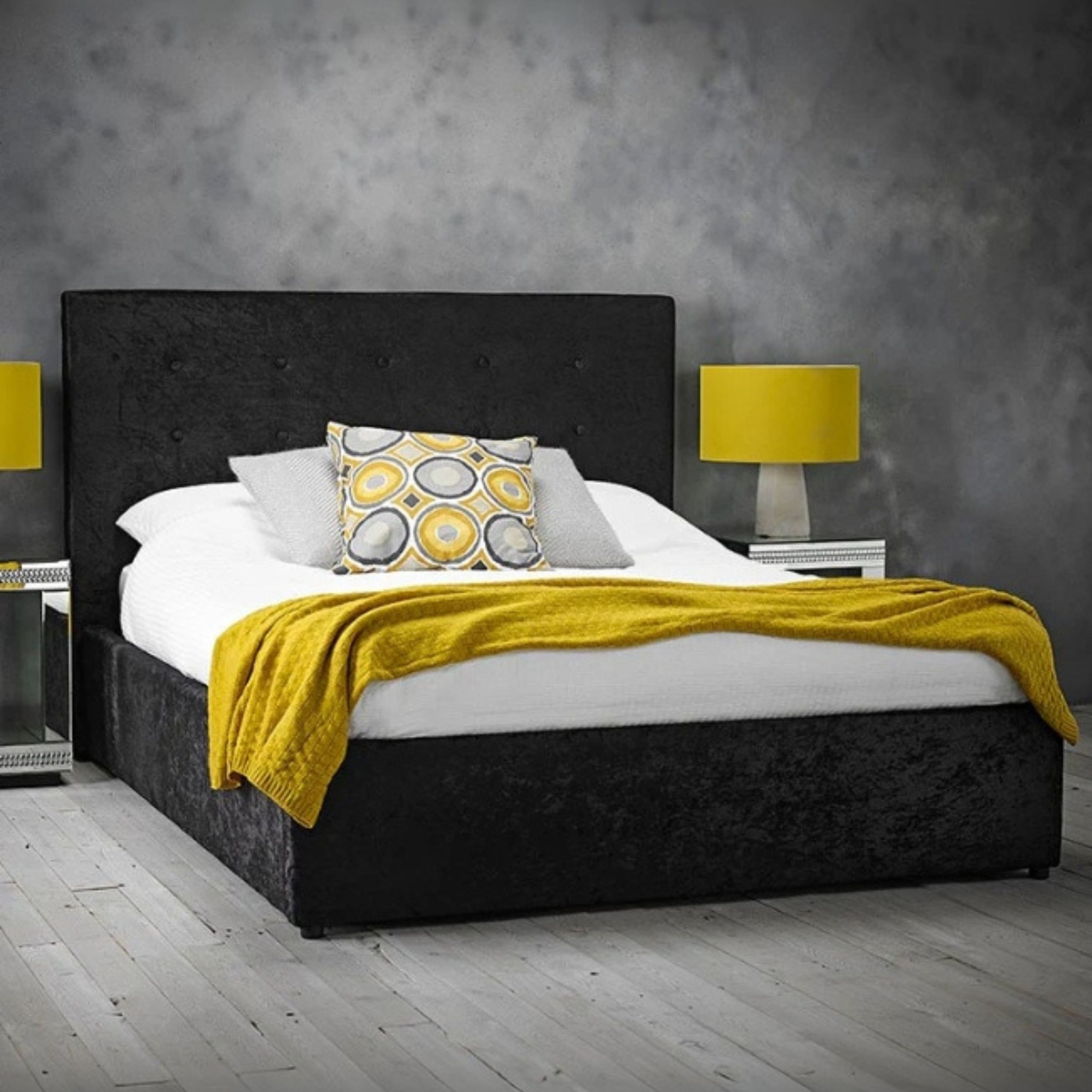 Nebulla Nights Tufted Upholstered King Size Bed (180 X 190 CM) Black Color