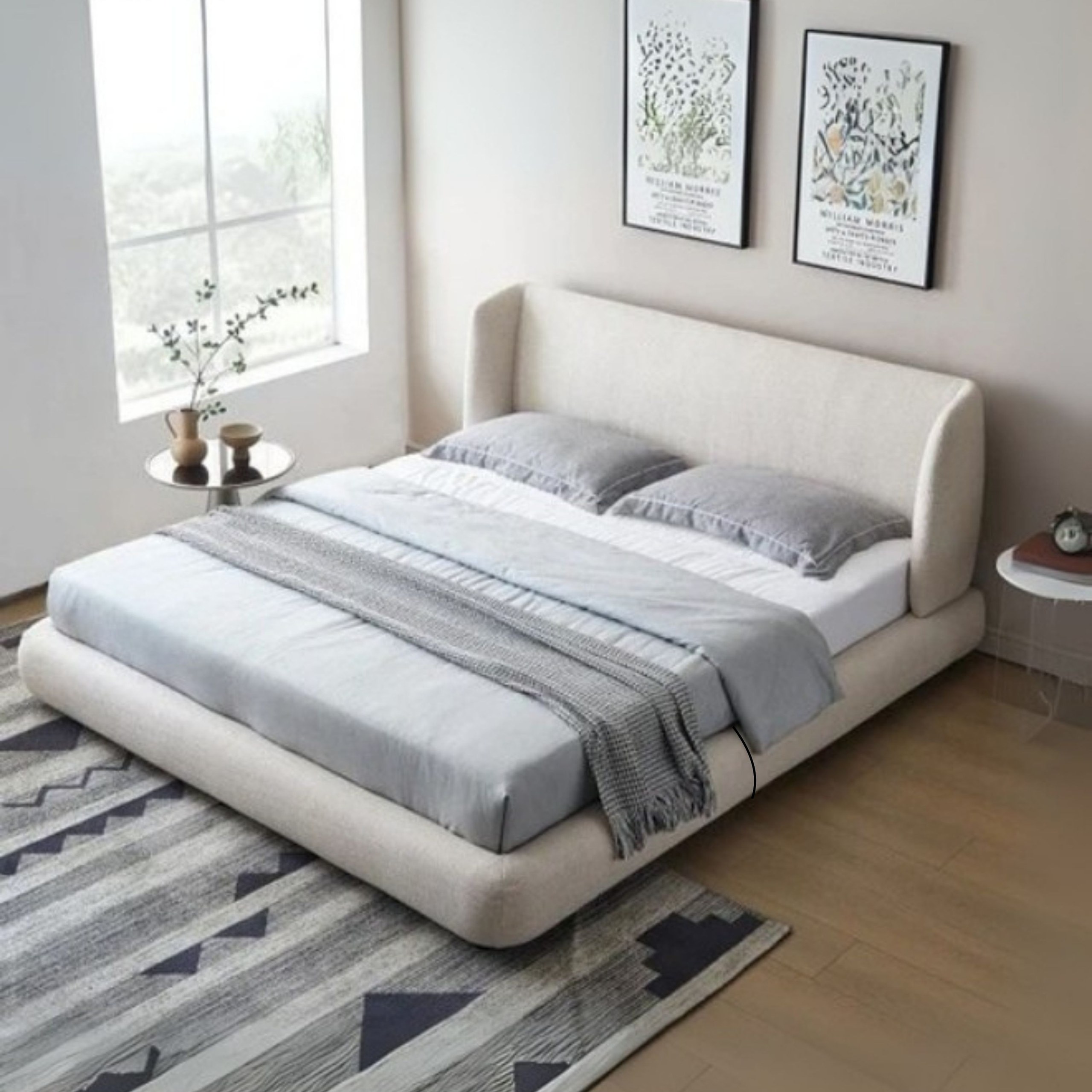 Nova Nap Upholstered Premium Single Size Bed (100 X 190 CM) Off White Color