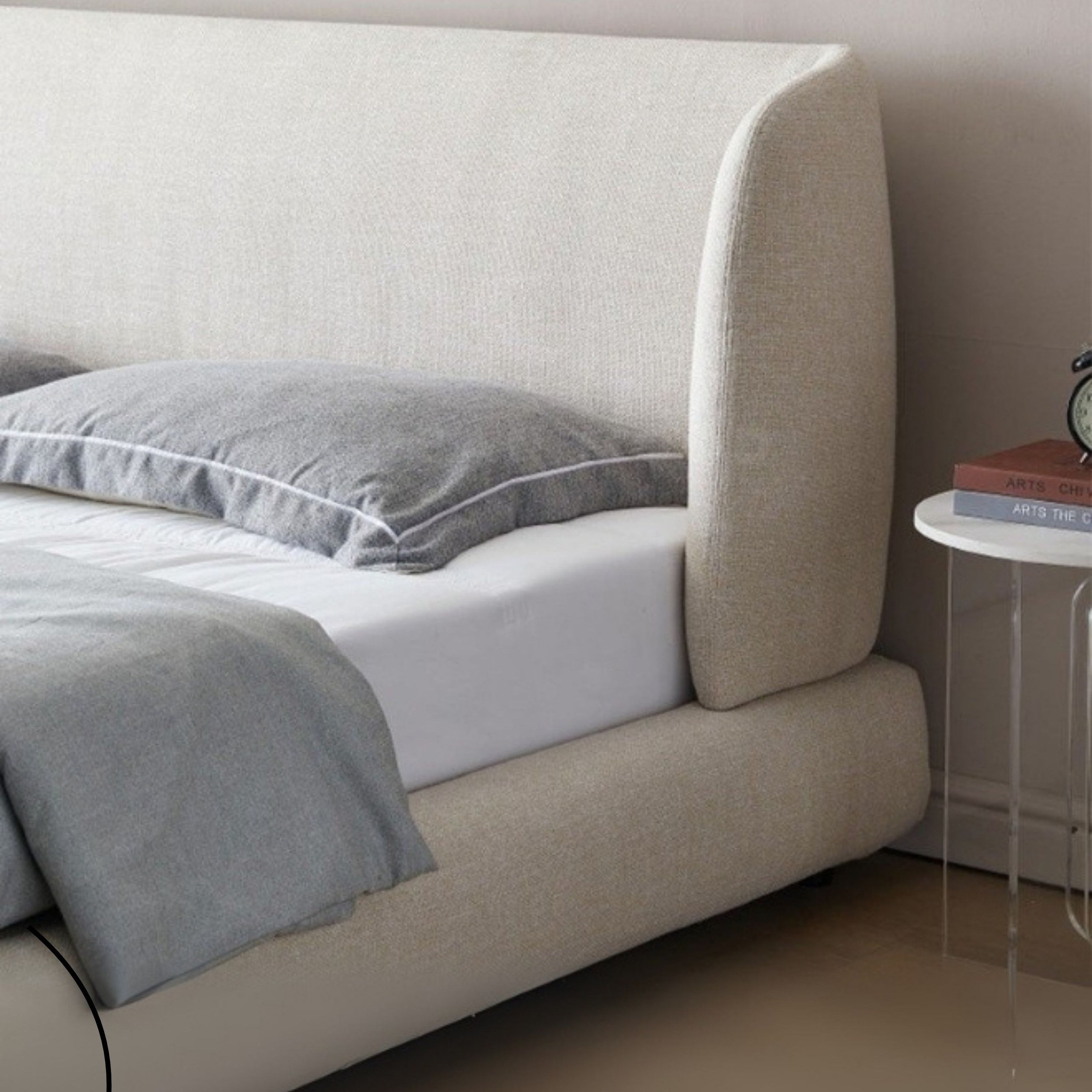 Nova Nap Upholstered Premium Single Size Bed (100 X 190 CM) Off White Color - Image 4