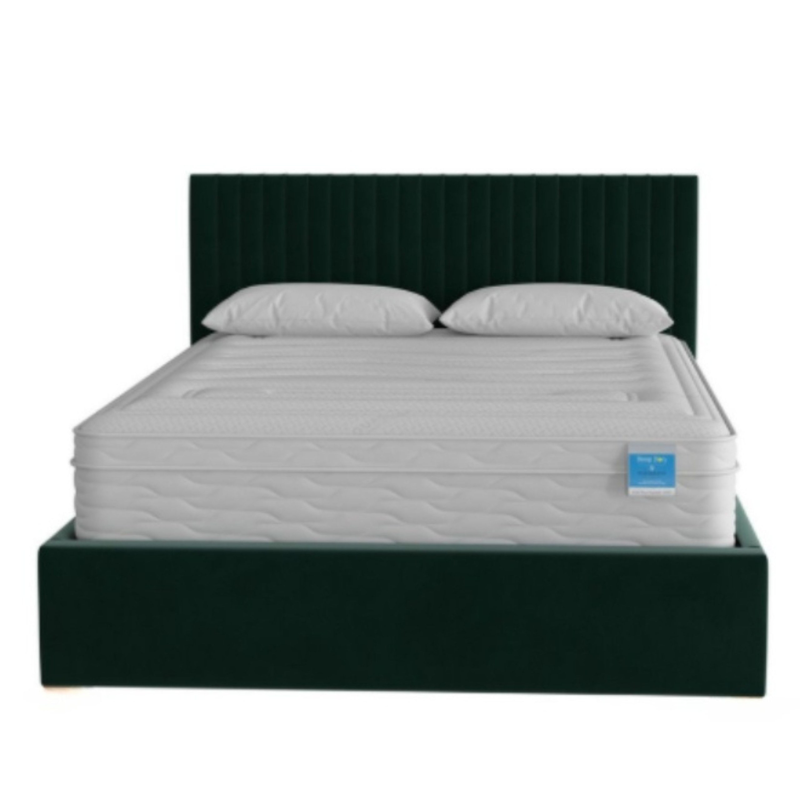 Plush Paradise Upholstered King Size Bed (180 X 200 CM) Dark Green Color - Image 3