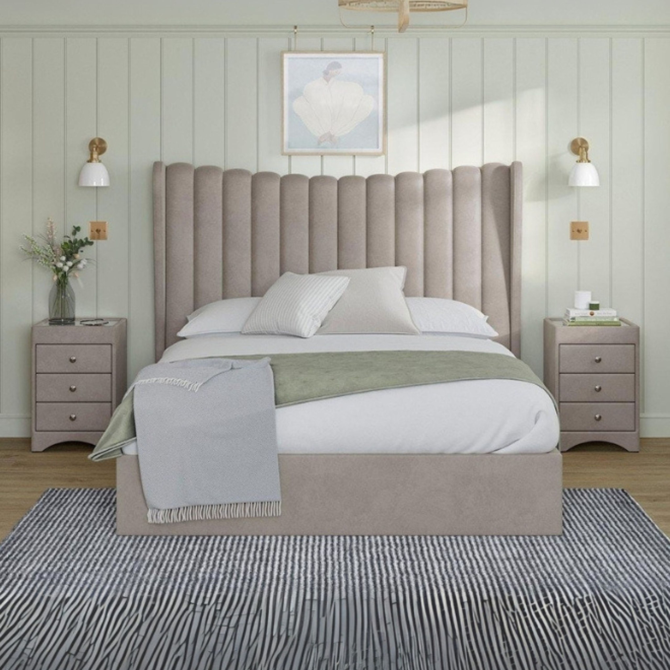Royal Harmony Upholstered Single Size Bed (90 X 190 CM) Dark Beige Color - Image 2