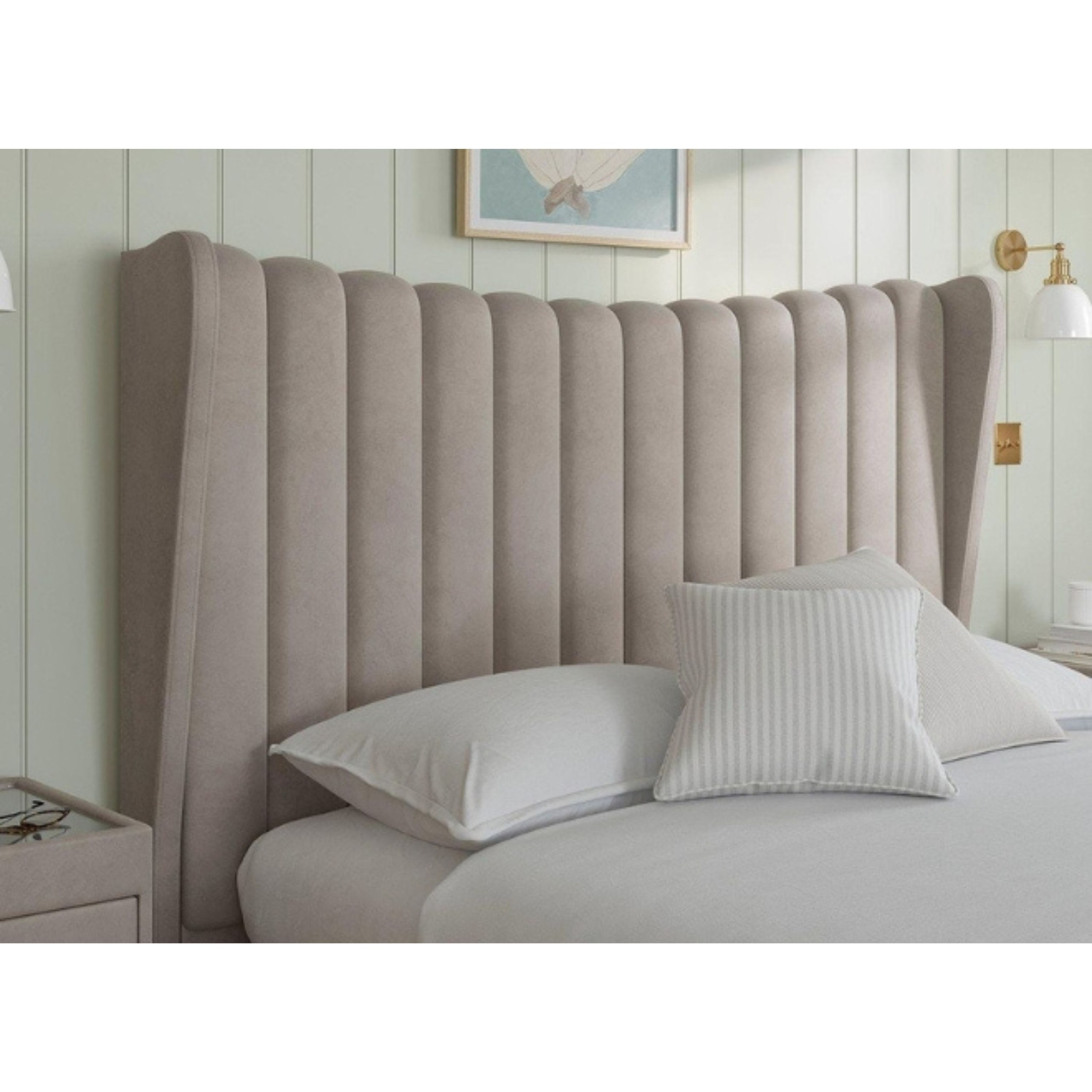 Royal Harmony Upholstered Single Size Bed (90 X 190 CM) Dark Beige Color - Image 3