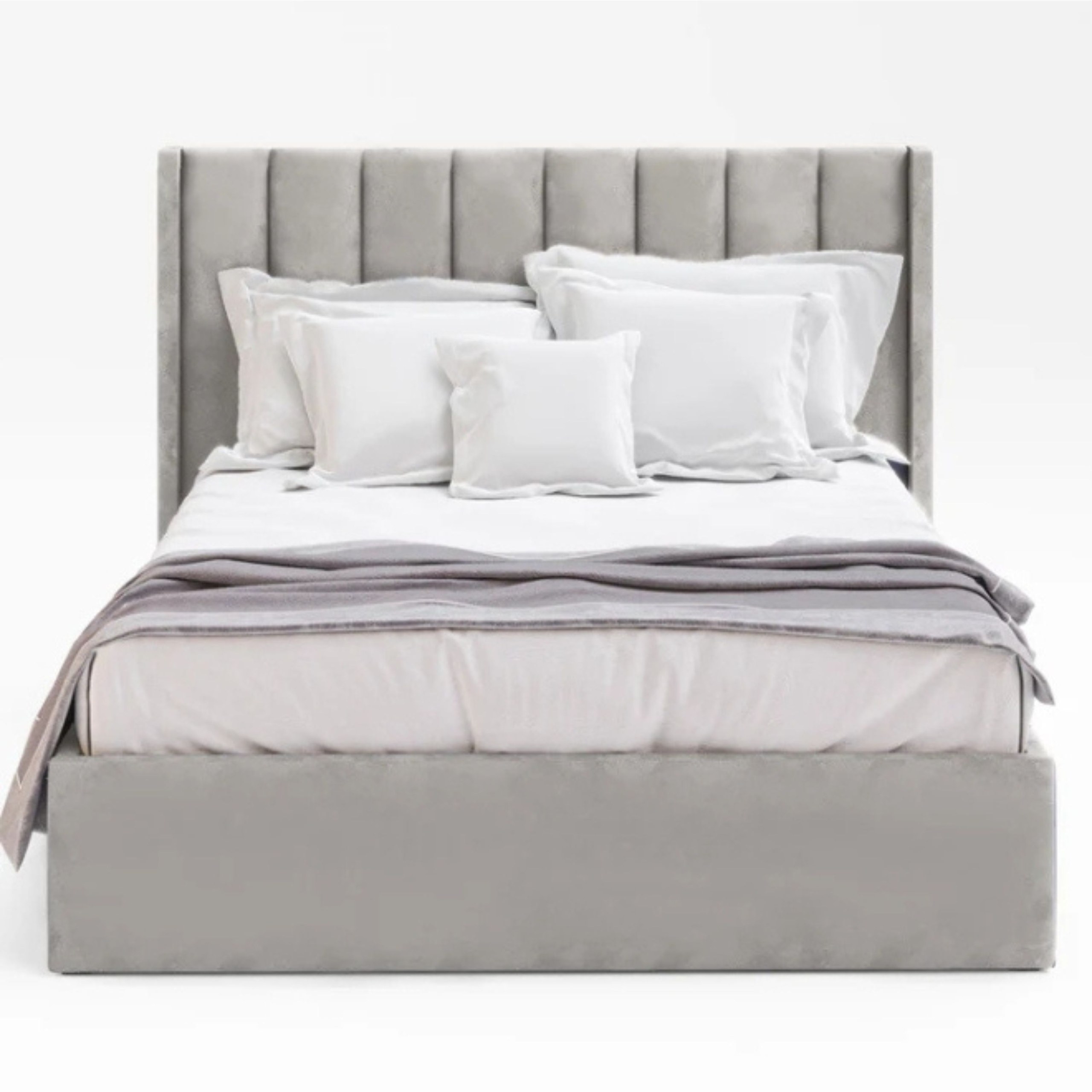 Slumbroza Stance Tufted Upholstered King Size Bed (180 X 190 CM) Grey Color - Image 3