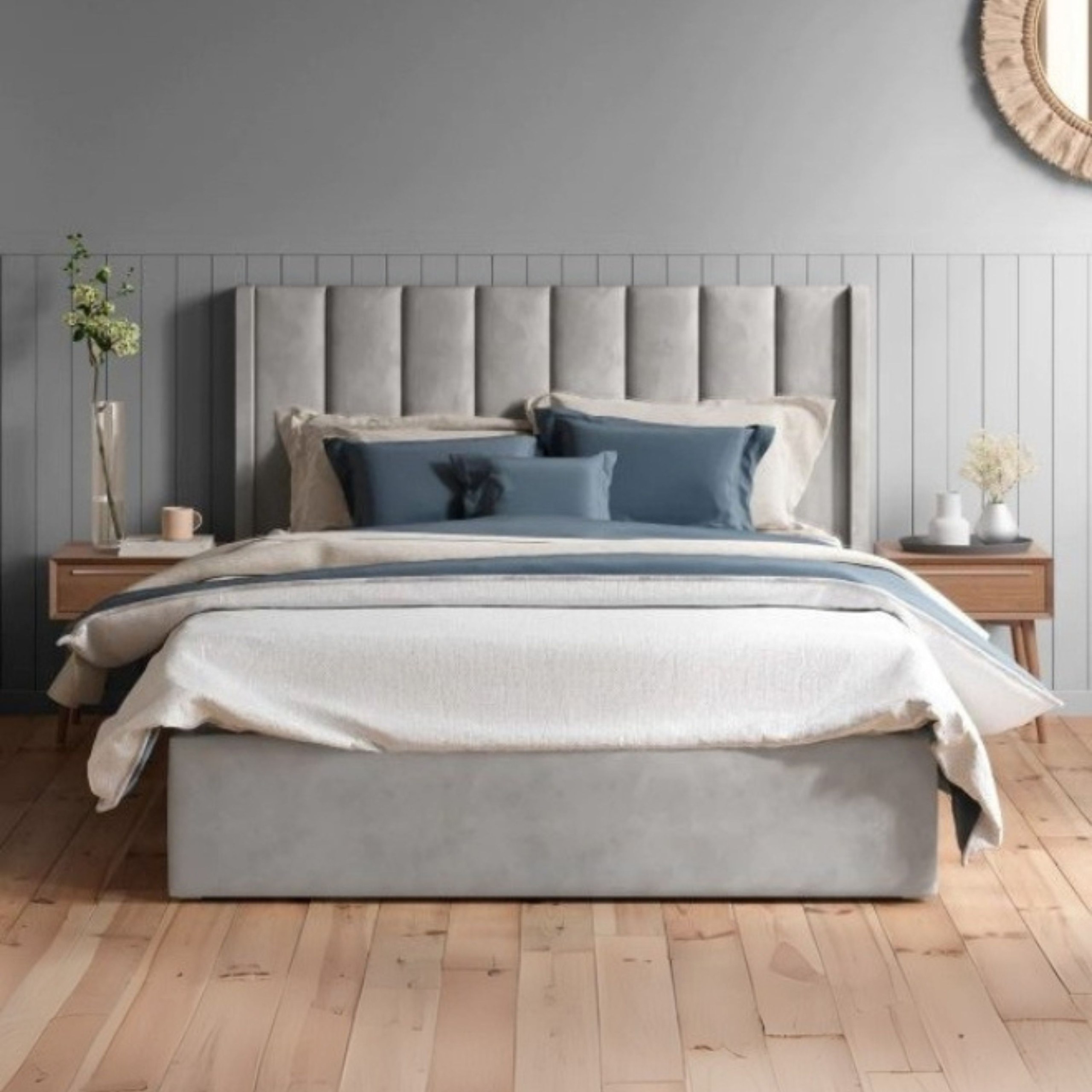 Slumbroza Stance Tufted Upholstered King Size Bed (180 X 200 CM) Grey Color