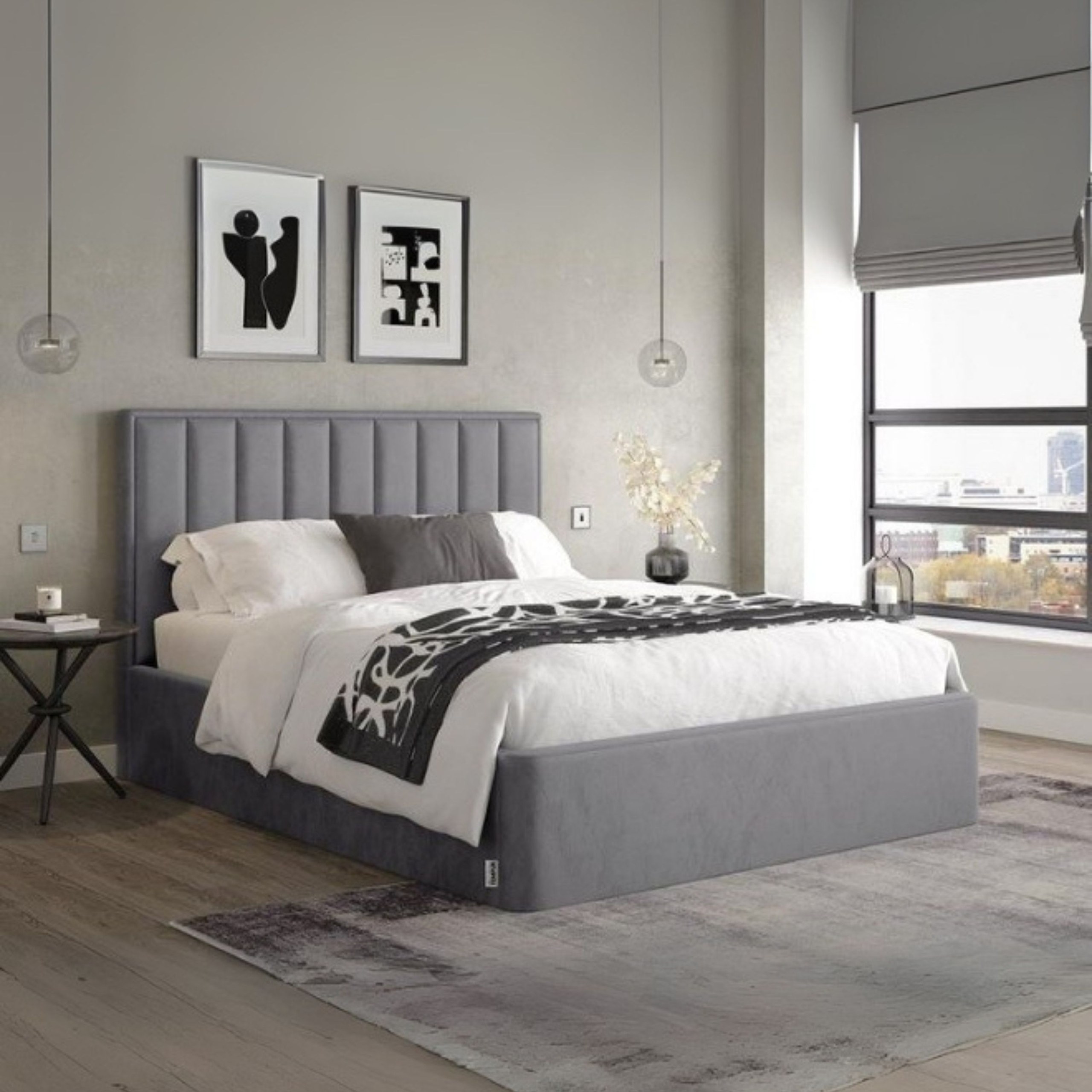 Soothe Snooze Upholstered Twin Size Bed (120 X 190 CM) Grey Color