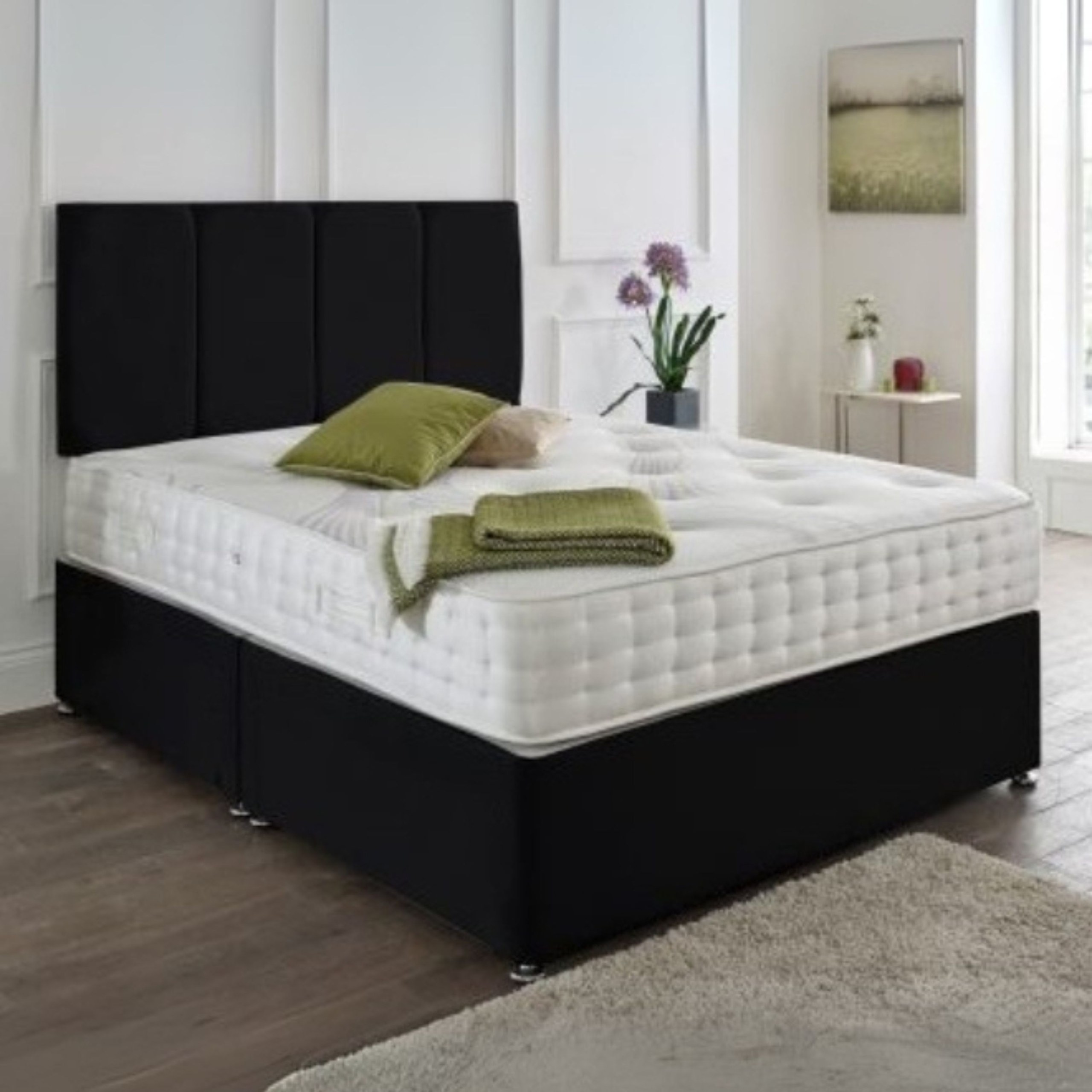 Stellar Drift Upholstered Queen Size Bed (150 X 200 CM) Black Color