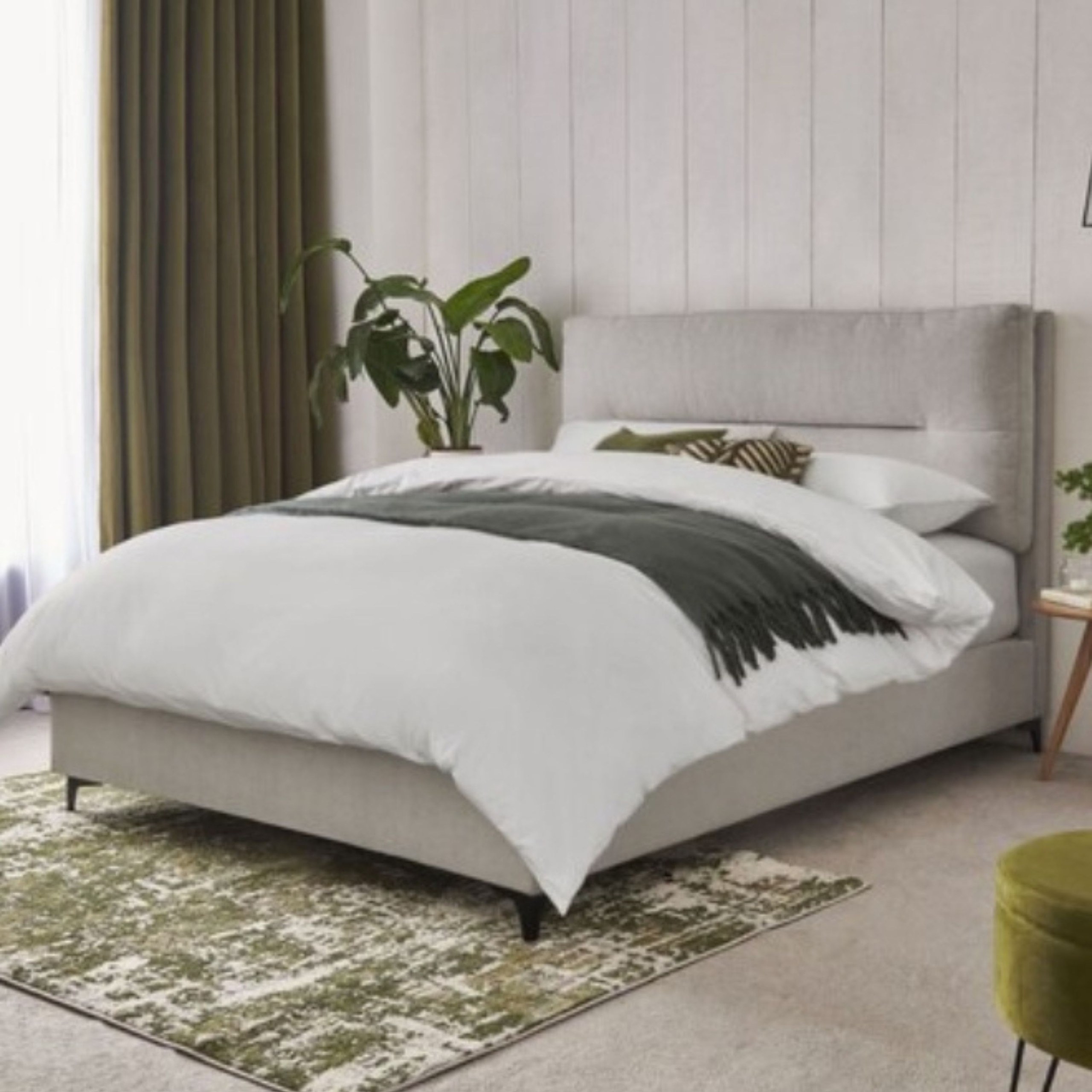 Tokyo Serenity Upholstered Premium Queen Size Bed (160 X 190 CM) Dark Beige Color