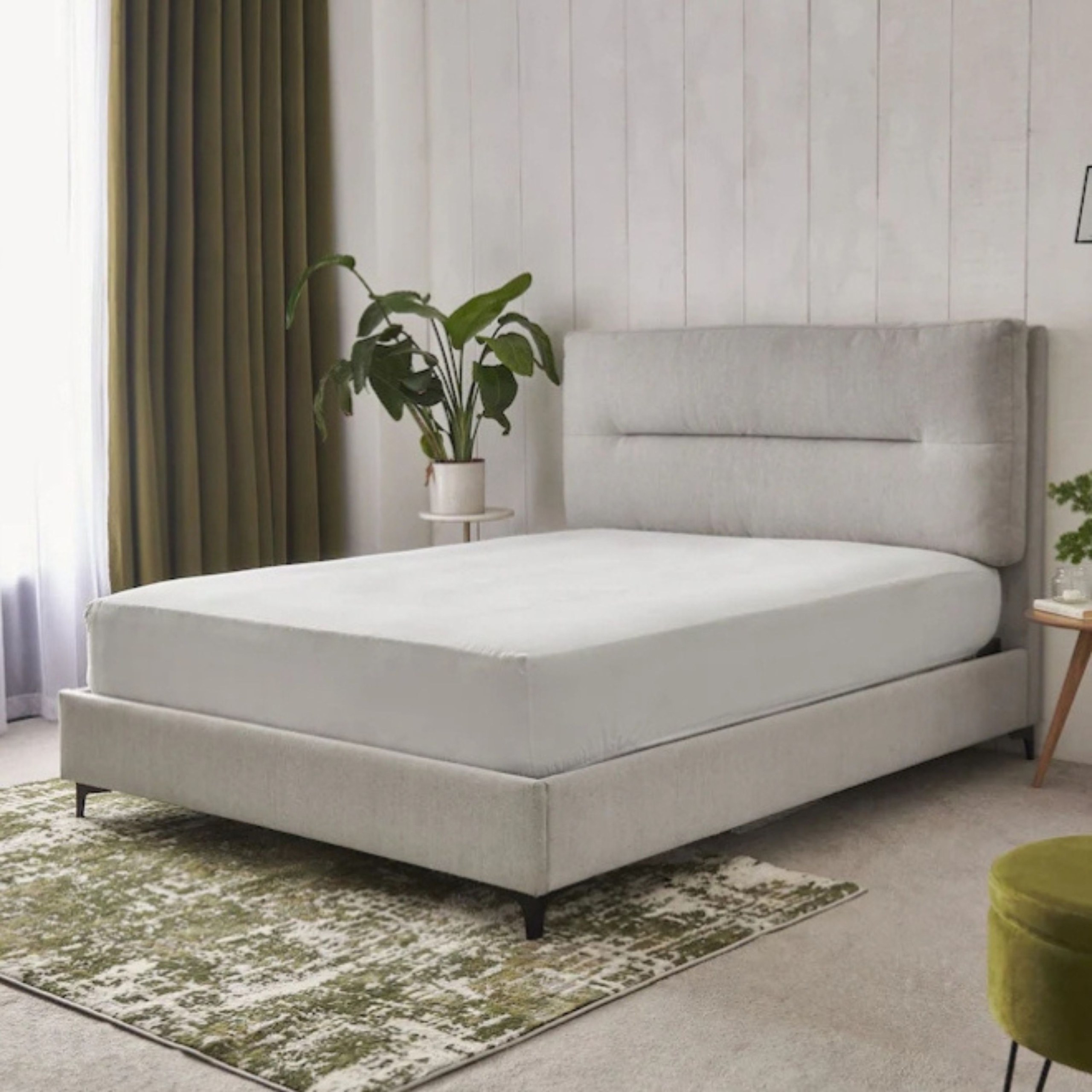 Tokyo Serenity Upholstered Premium Queen Size Bed (160 X 190 CM) Dark Beige Color - Image 2