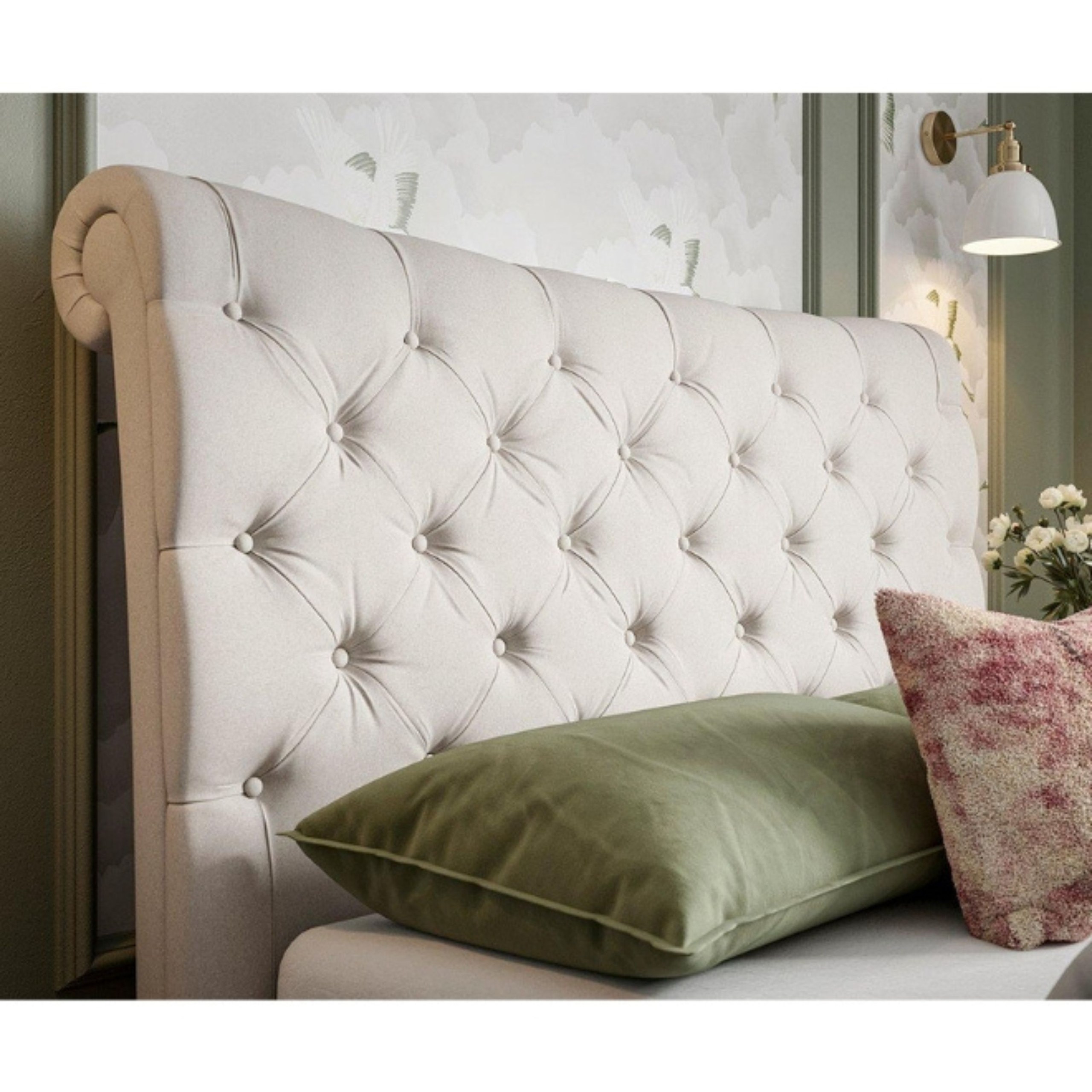 Tranquil Twist Tufted Upholstered King Size Bed (180 X 190 CM) Off White Color - Image 3