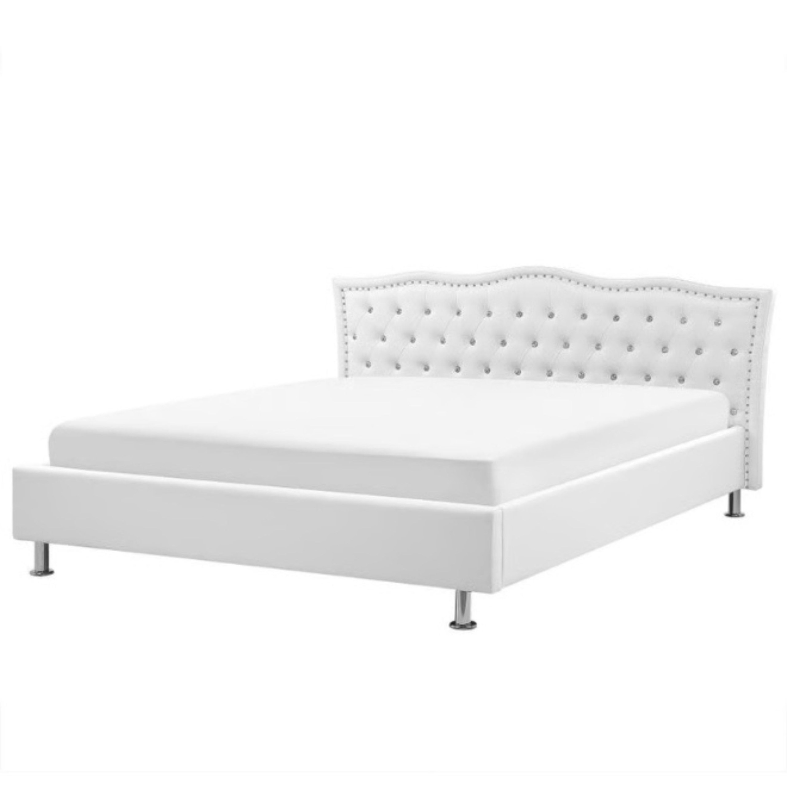 Velvet Glow Tufted Upholstered Single Size Bed (100 X 200 CM) White Color - Image 2