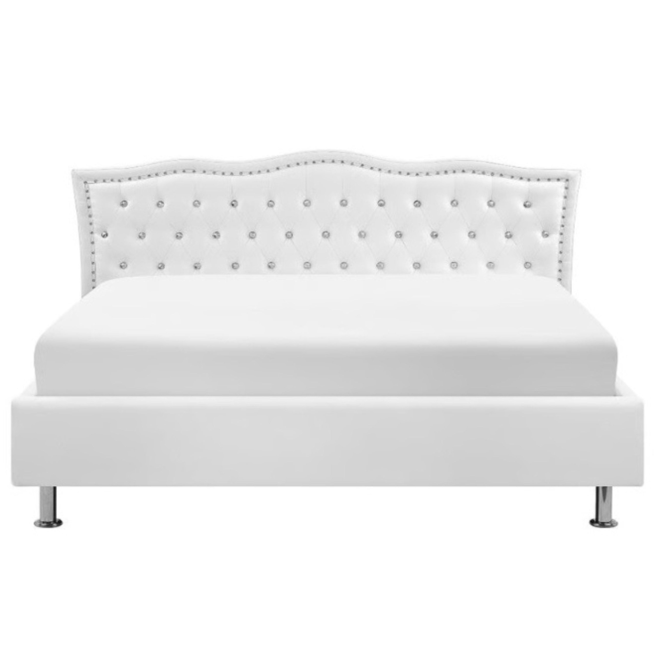 Velvet Glow Tufted Upholstered Single Size Bed (100 X 200 CM) White Color - Image 3