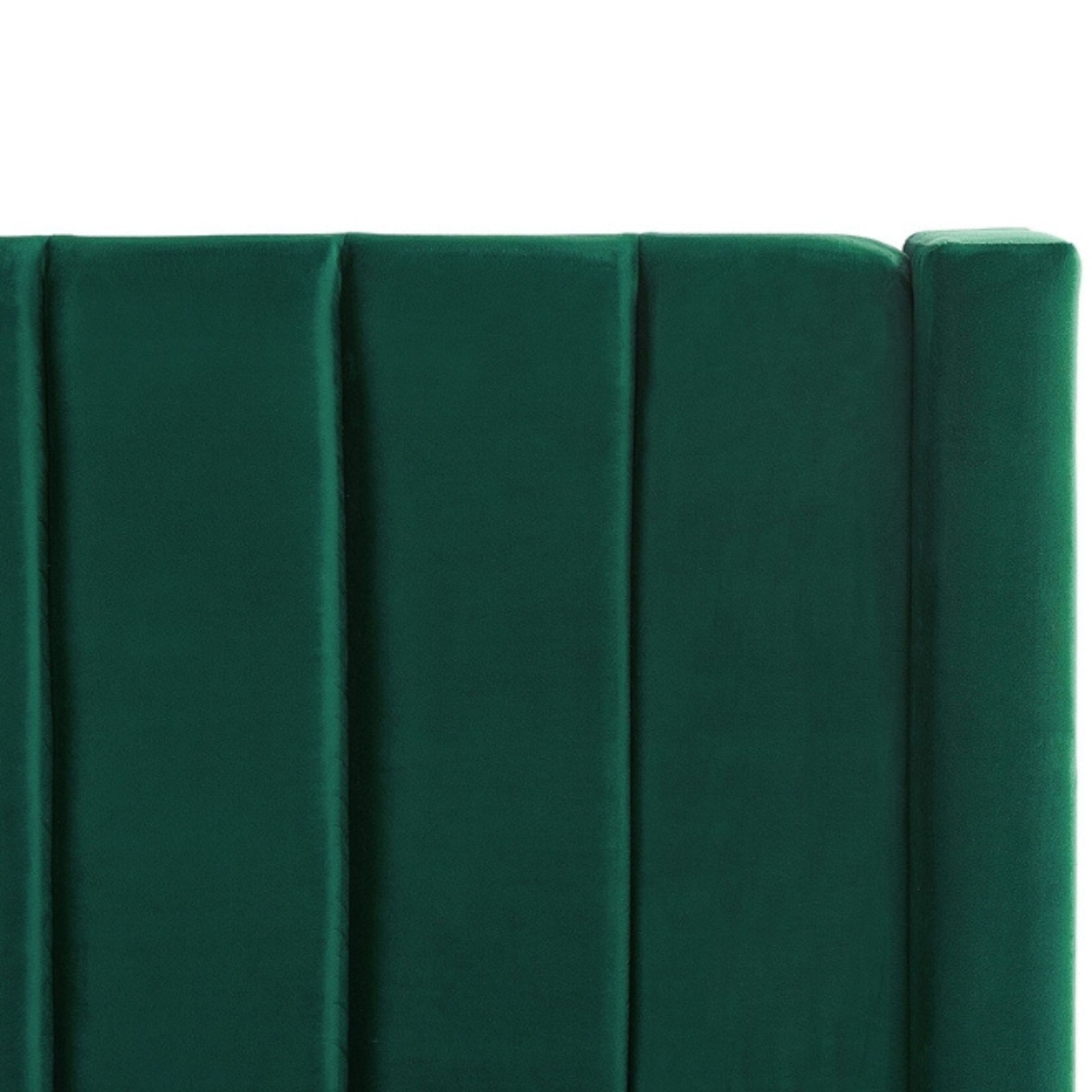 Velvet Voyage Upholstered Single Size Bed (100 X 190 CM) Dark Green Color - Image 2