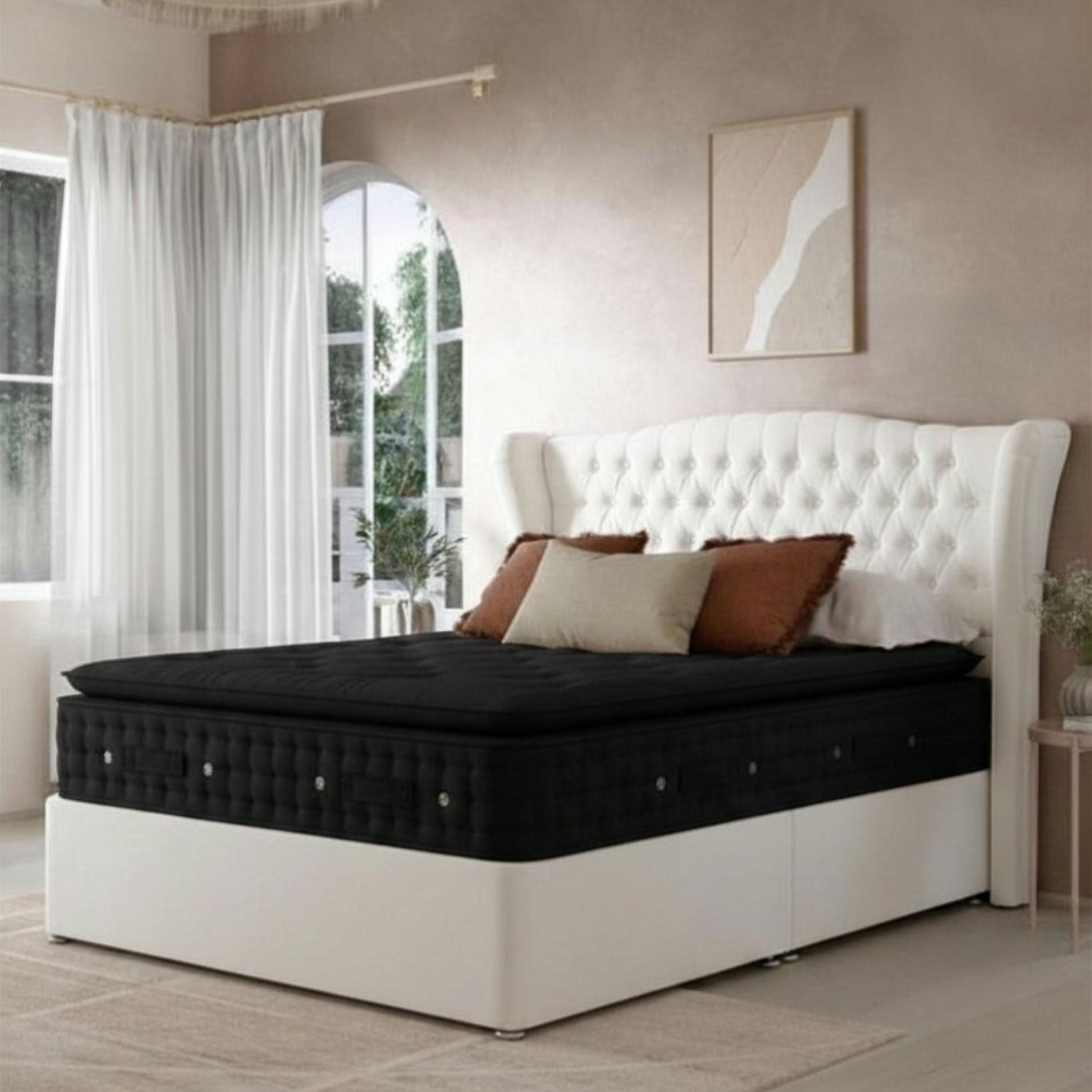 Vienna Majestic Tufted Upholstered King Size Bed (180 X 190 CM) White Color