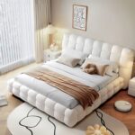 Whisper Tufted Upholstered Premium Upholstered Single Size Bed (100 X 190 CM) Off White Color