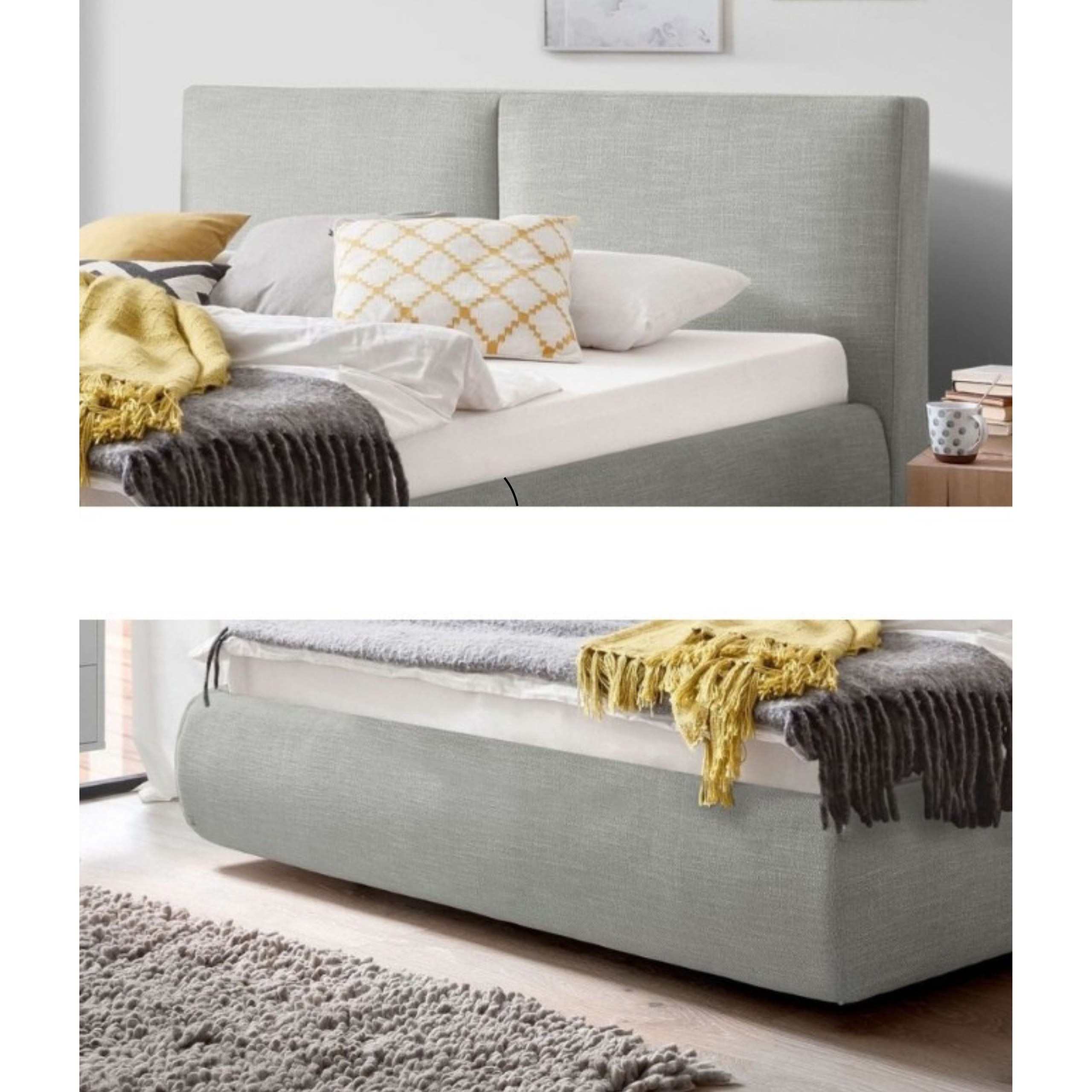 Whisper Waves Upholstered Premium Large Twin Size Bed (140 X 200 CM) Grey Color - Image 2