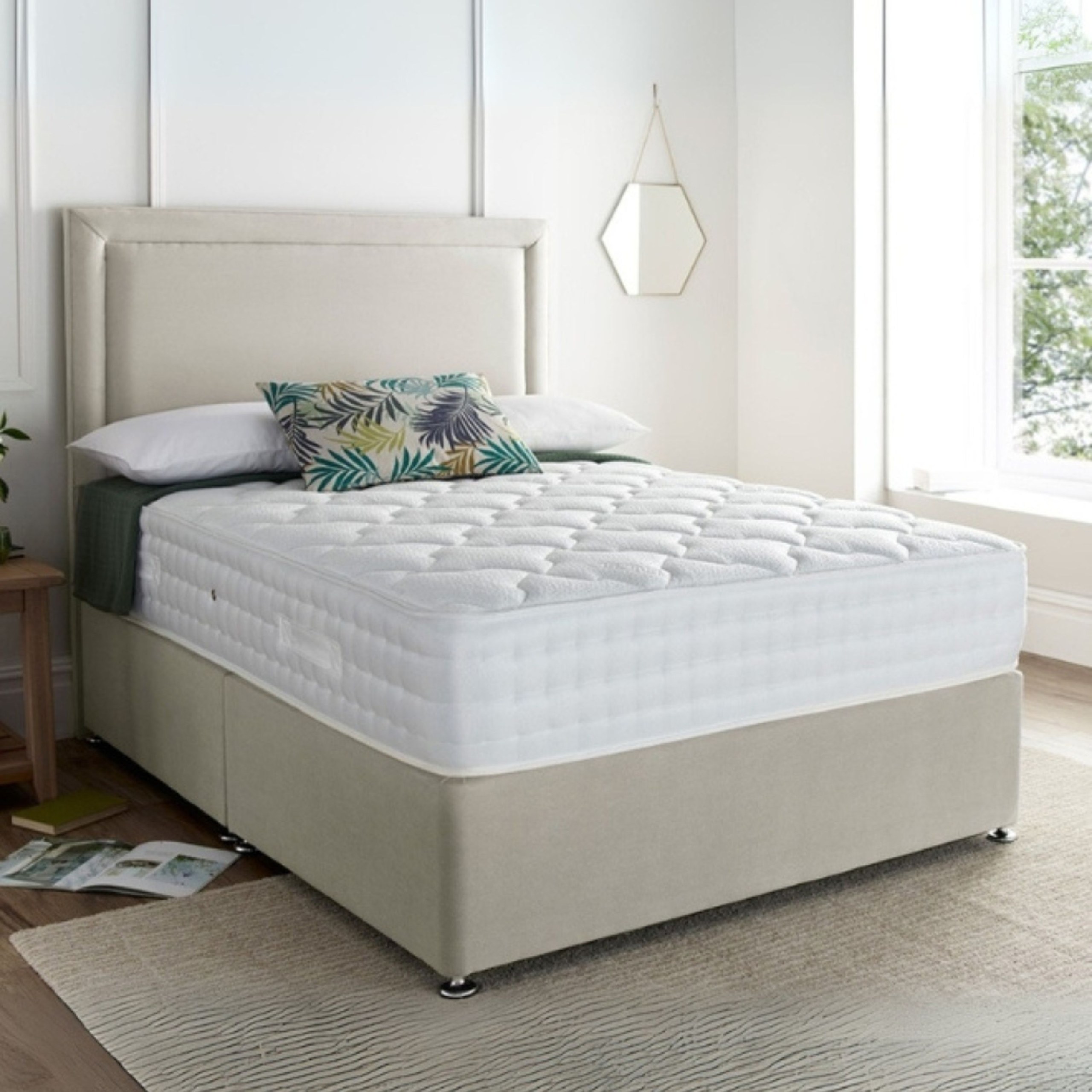 Wilson Upholstered Queen Size Bed (160 X 190 CM) Beige Color