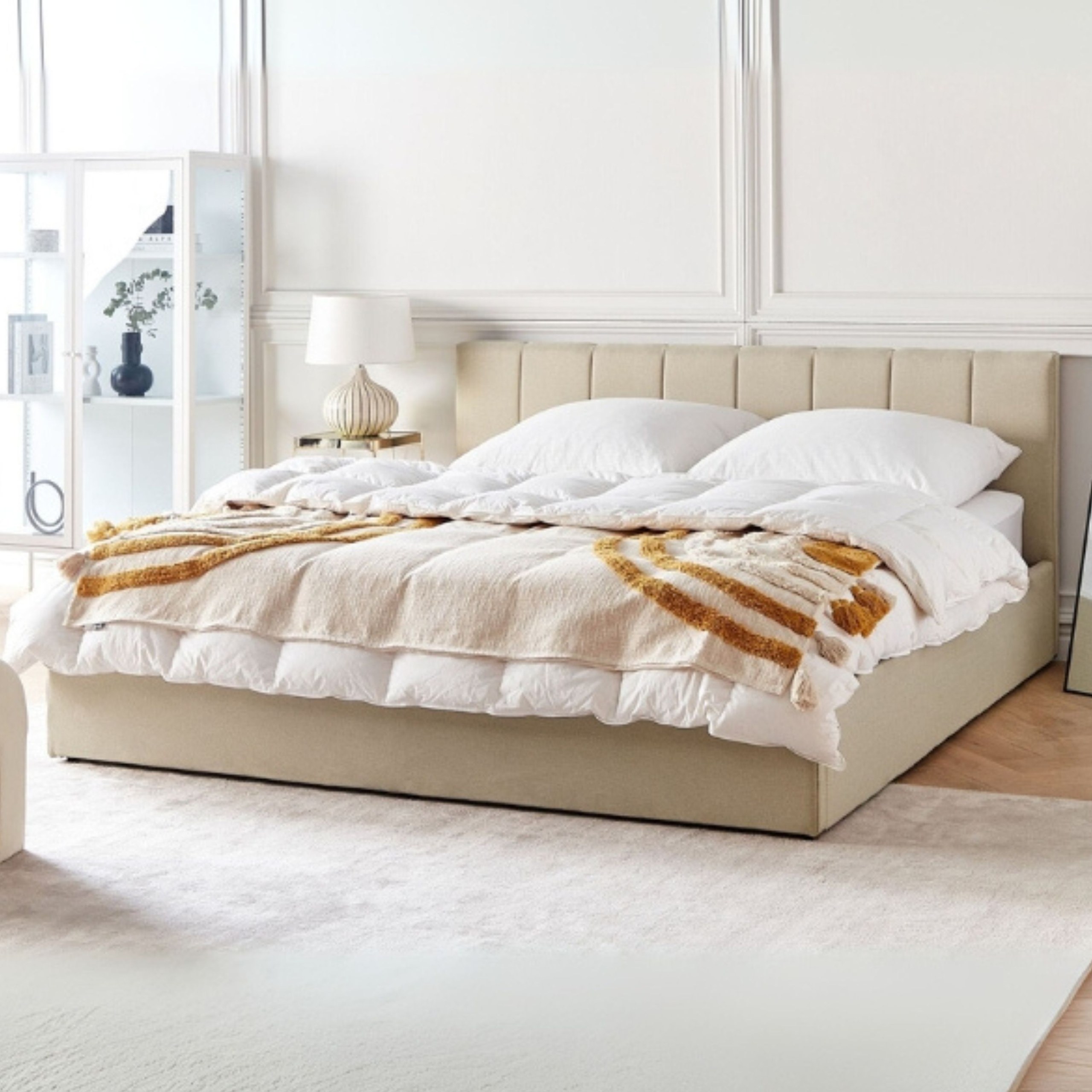Cosmo Upholstered ComfortTwin Size Bed (120 X 190 CM) Beige Color