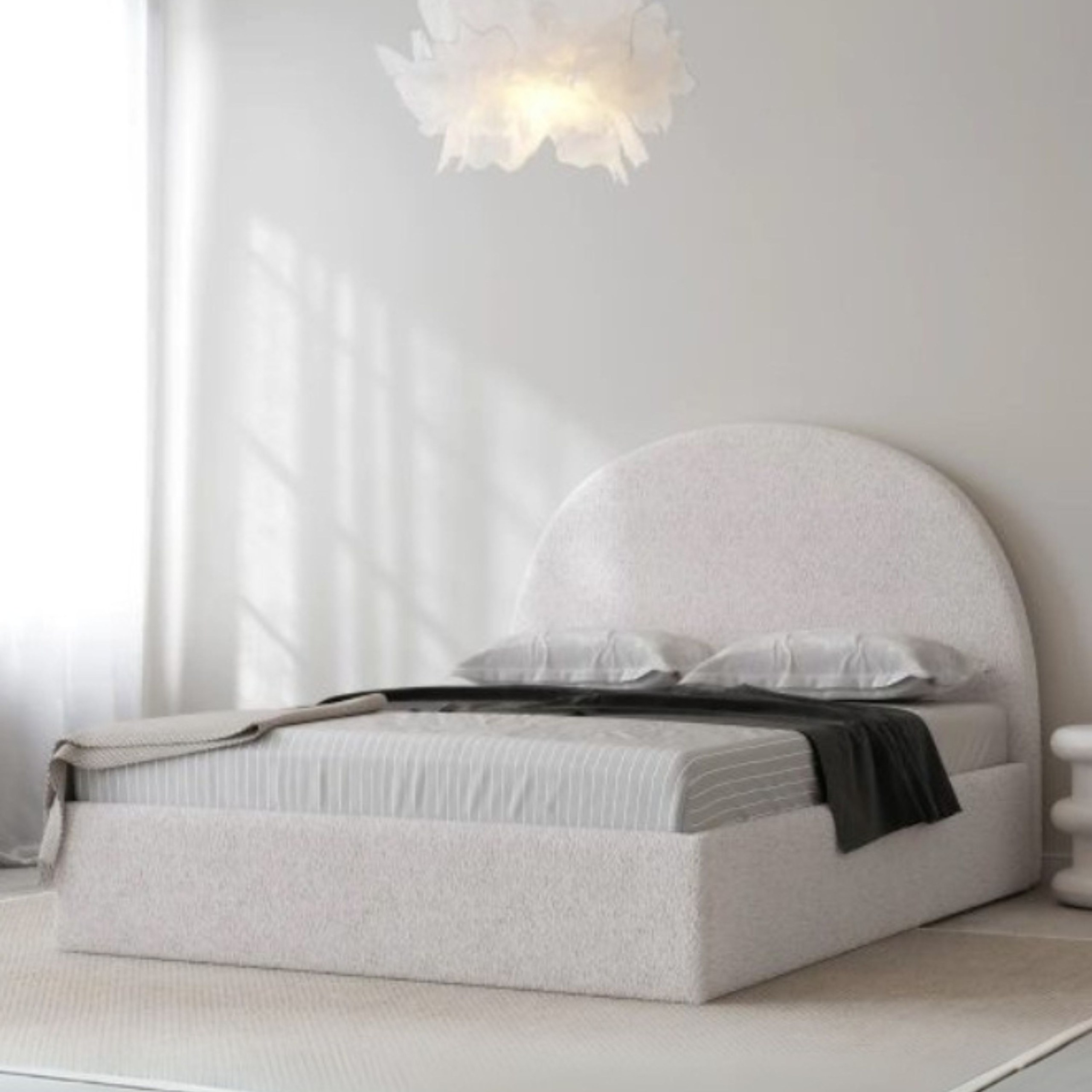 Nova Nest Upholstered Premium Large Twin Size Bed (140 X 190 CM) Off White Color
