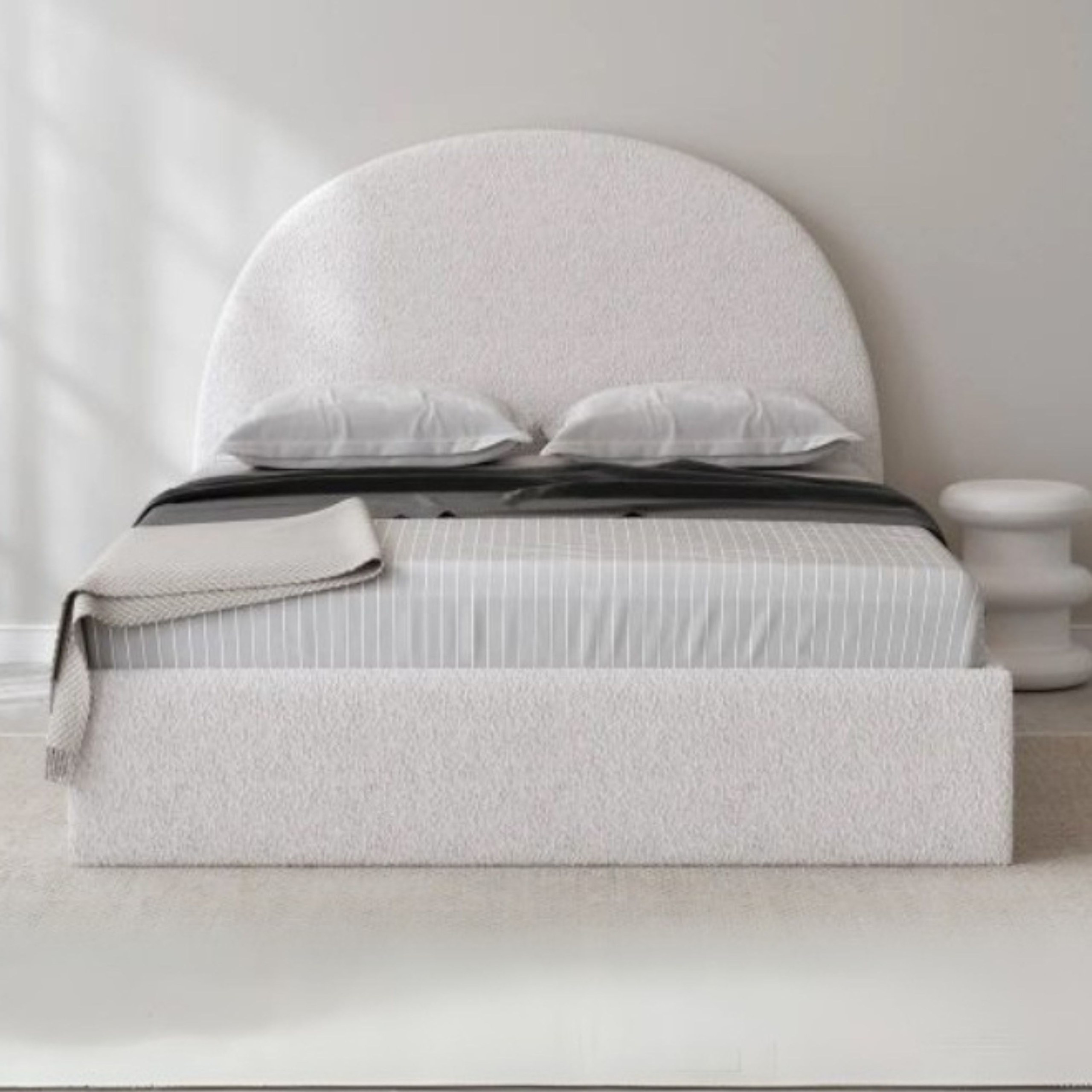Nova Nest Upholstered Premium Large Twin Size Bed (140 X 190 CM) Off White Color - Image 2