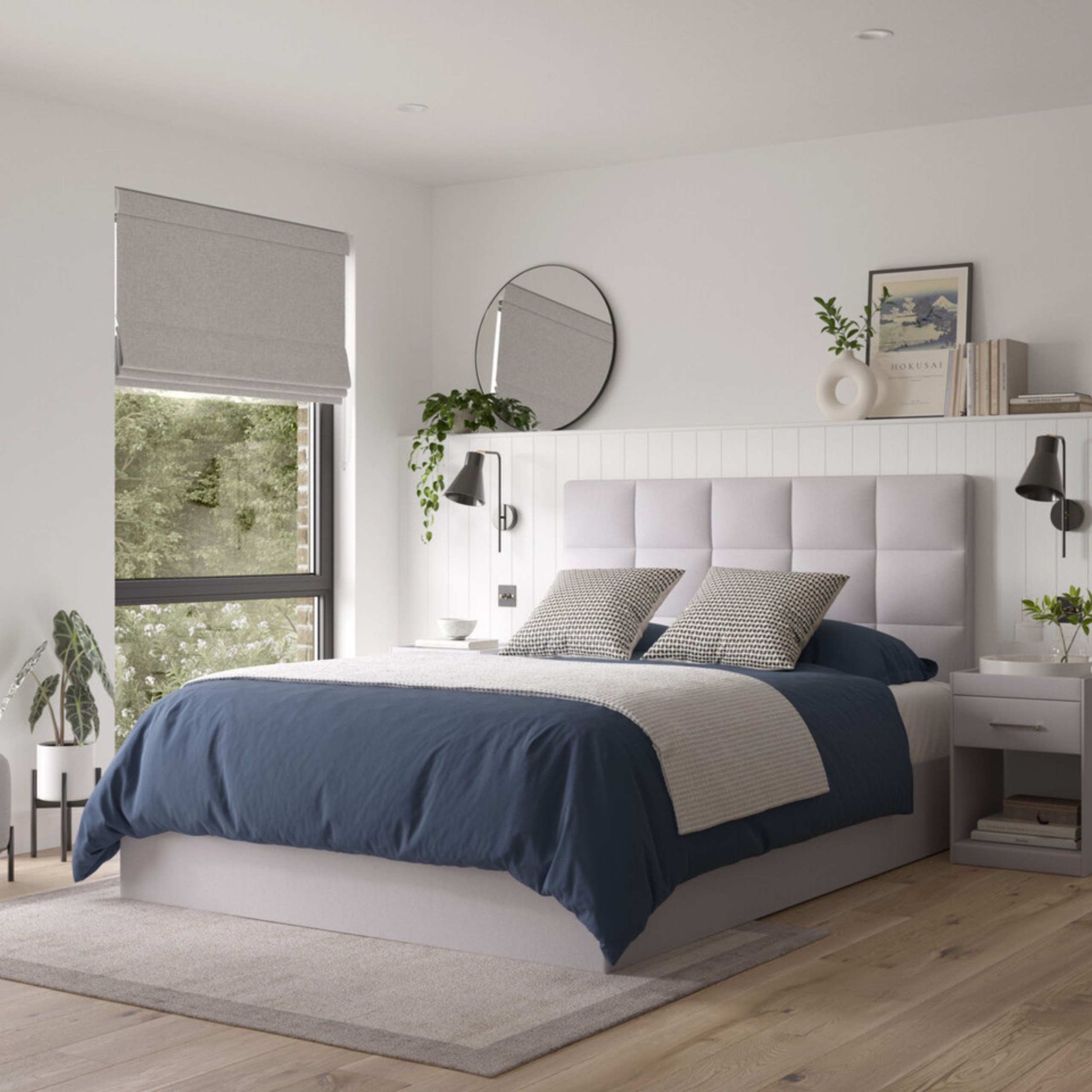 Berlin Upholstered Large Twin Size Bed (140 X 190 CM) Grey Color