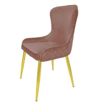 Dining Chair Velvet Armless Curved High Backrest Metal Legs Weaved Living Room Kitchen Restaurant Saloon Furniture - Image 2