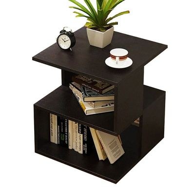 Stylish Black Asymmetrical Side Table with Storage - Image 3