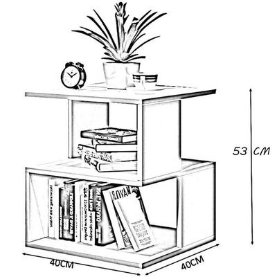 Stylish Black Asymmetrical Side Table with Storage - Image 4