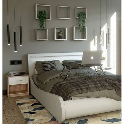 Modern White & yellow Nightstand with Drawer and Shelf Storage-Stylish and Compact Side Table - Image 3