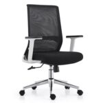 Mahmayi SL 518 Low Back Mesh Chair for Home and Office Adjustable Armrests and Backrest Modern Chair without Headrest Ergonomic Task Chair - Black and White