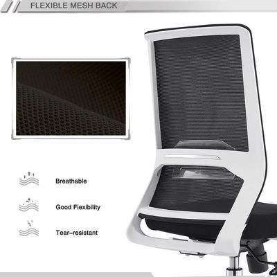 Mahmayi SL 518 Low Back Mesh Chair for Home and Office Adjustable Armrests and Backrest Modern Chair without Headrest Ergonomic Task Chair - Black and White - Image 2