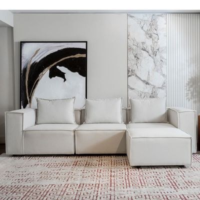 Cube Corner Sofa L175 x W275 x H100 - Beige with 3 Years Warranty