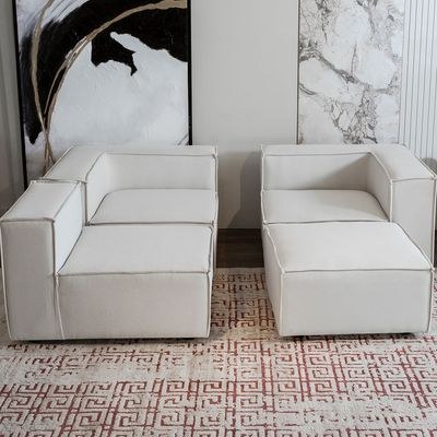 Cube Corner Sofa L175 x W275 x H100 - Beige with 3 Years Warranty - Image 2