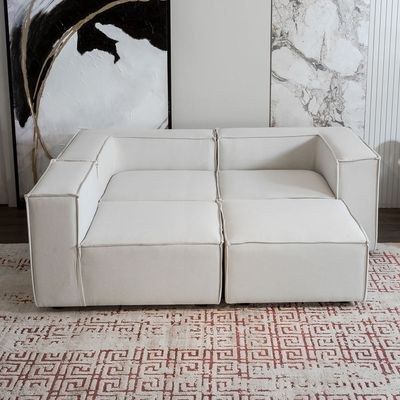 Cube Corner Sofa L175 x W275 x H100 - Beige with 3 Years Warranty - Image 4